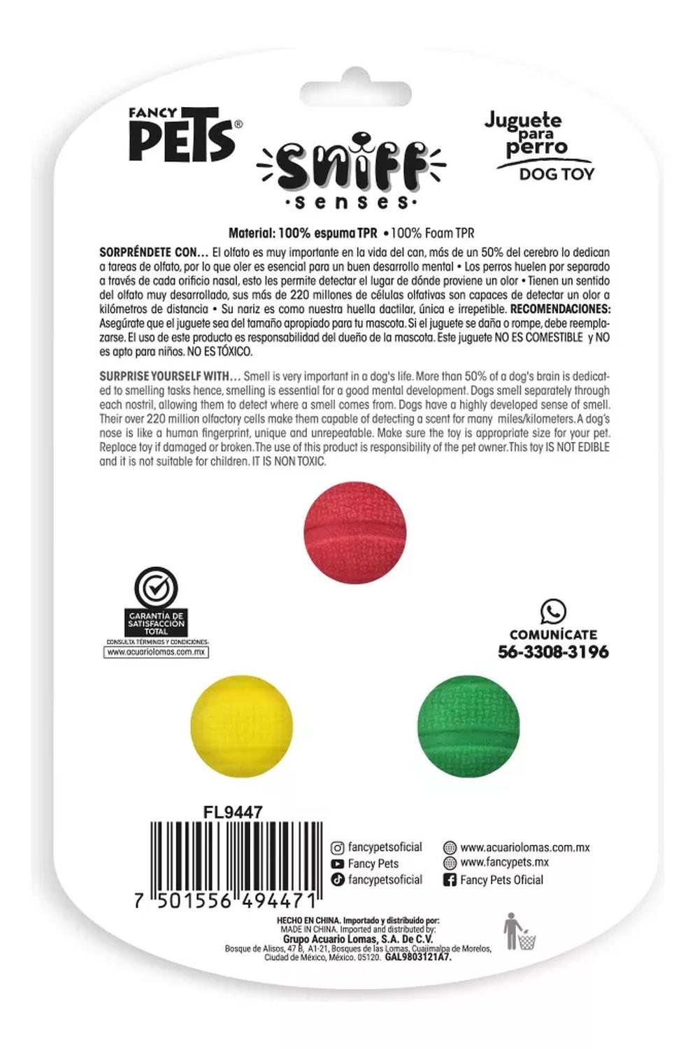 Fancy Pets Sniff Senses juguete pelota perro aroma surtido 3pzs | G.Valkyria - imagen 1
