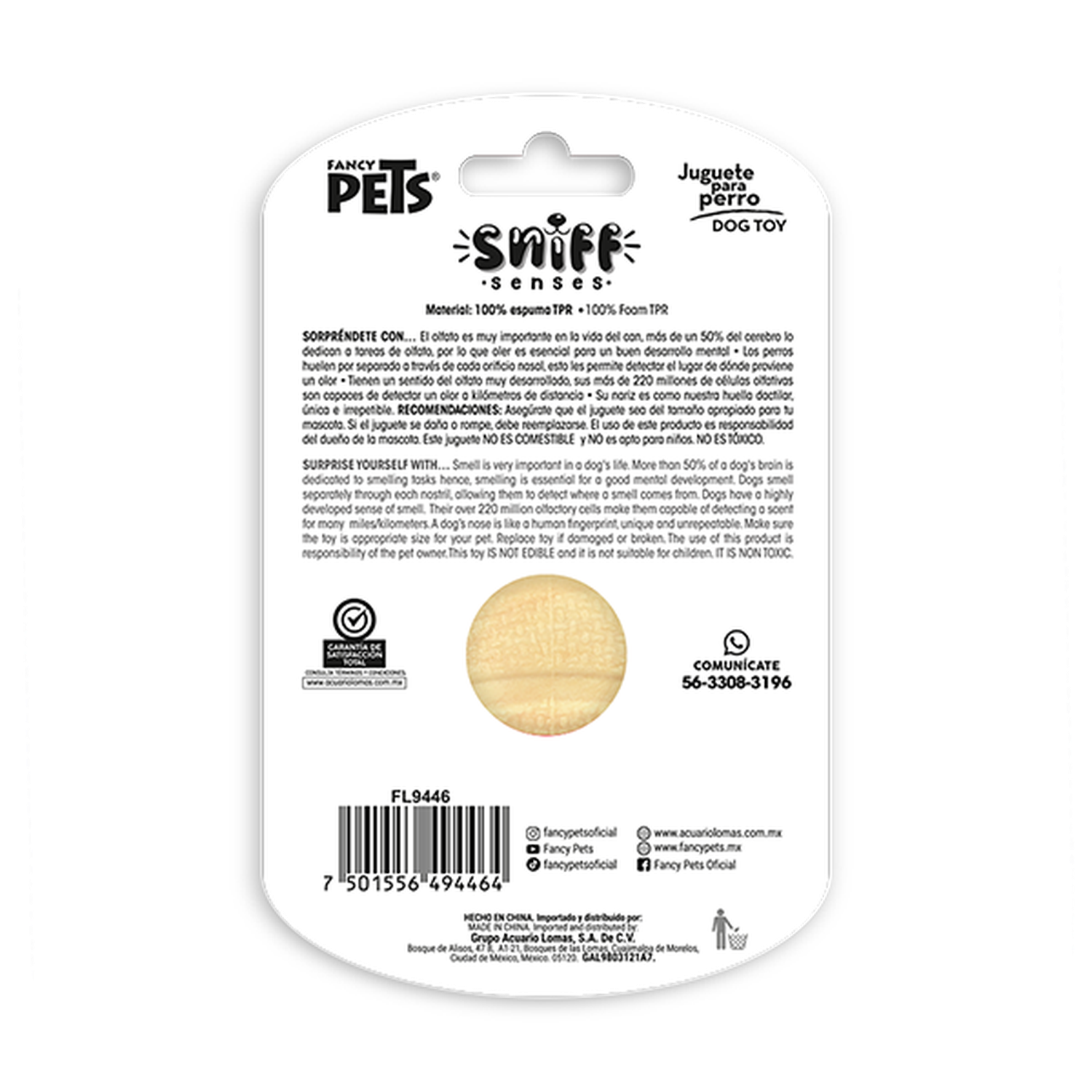Fancy Pets Sniff Senses juguete pelota perro aroma vainilla | G.Valkyria - imagen 2