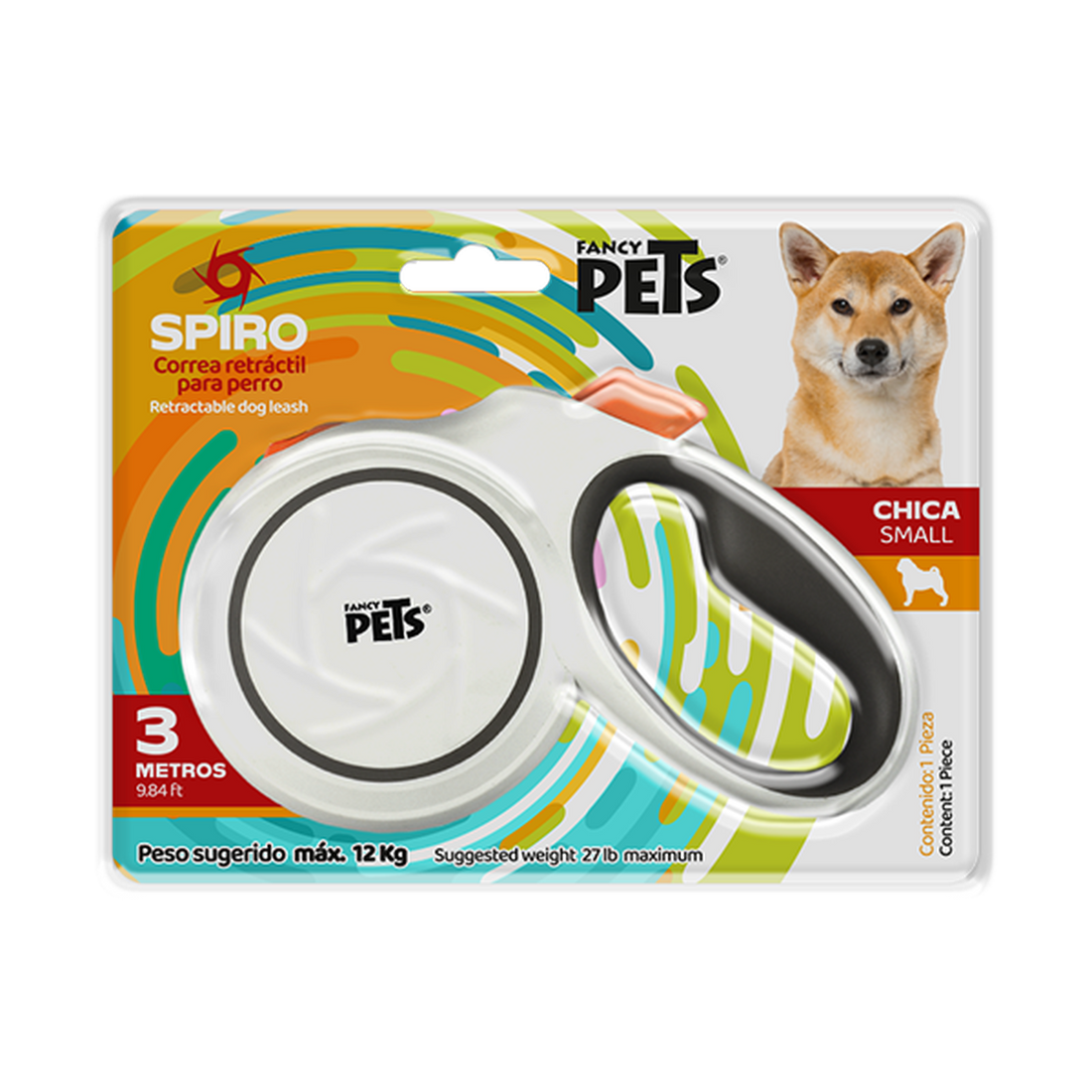 Fancy Pets Spiro correa retractil para perro blanca 3mt 12kg | G.Valkyria - imagen 1