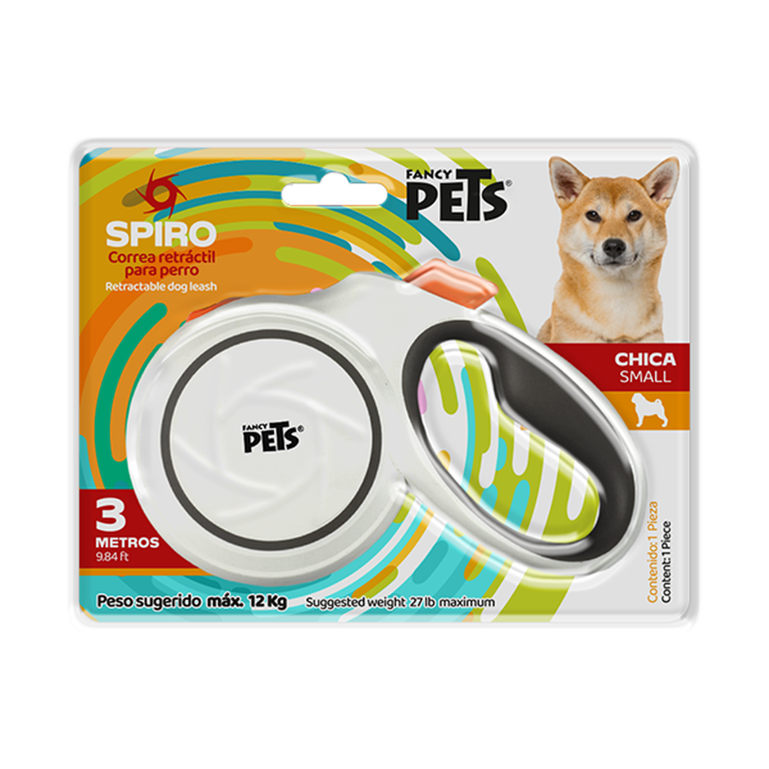 Fancy Pets Spiro correa retractil para perro blanca 3mt 12kg | G.Valkyria - imagen 1