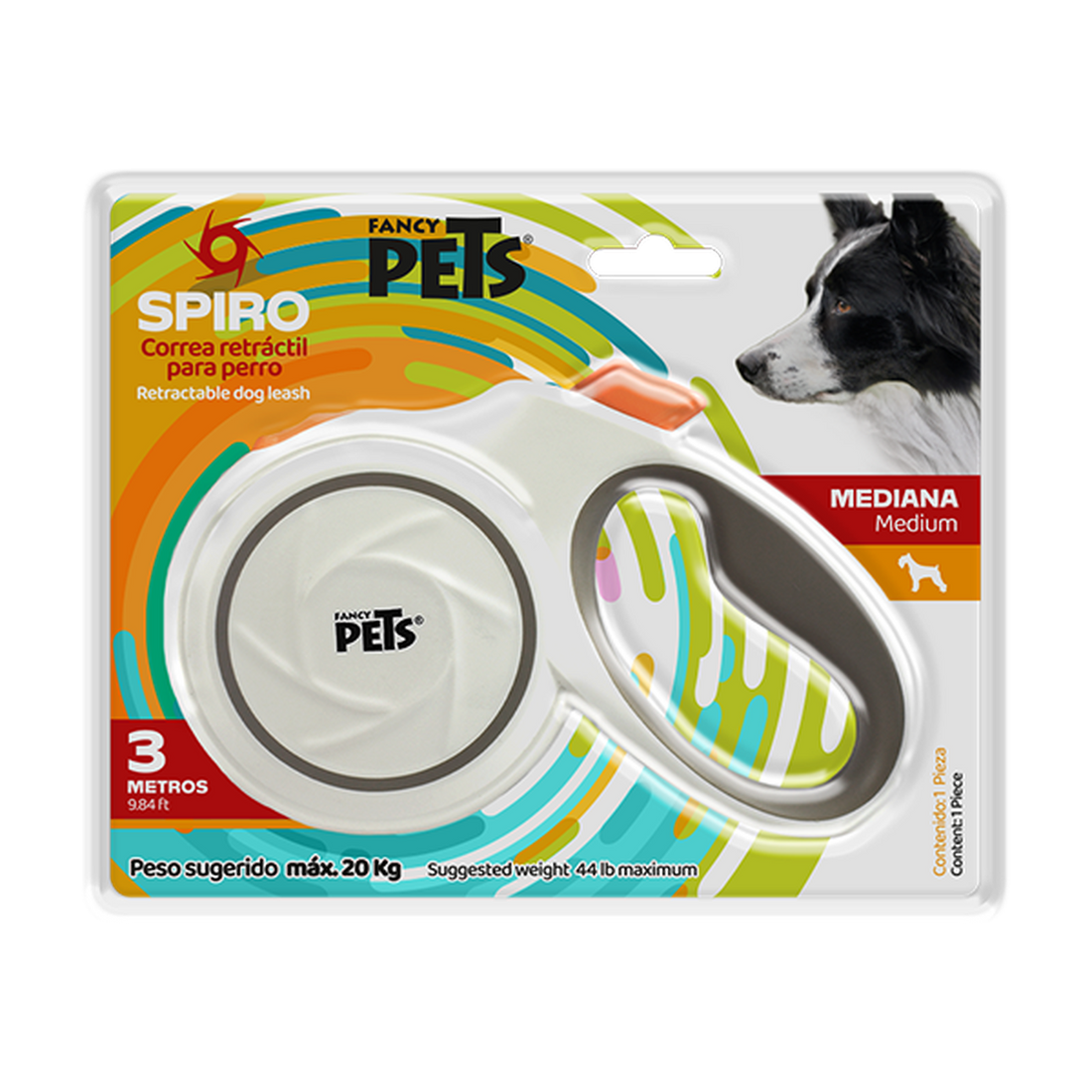 Fancy Pets Spiro correa retractil para perro blanca 3mt 20kg | G.Valkyria - imagen 1