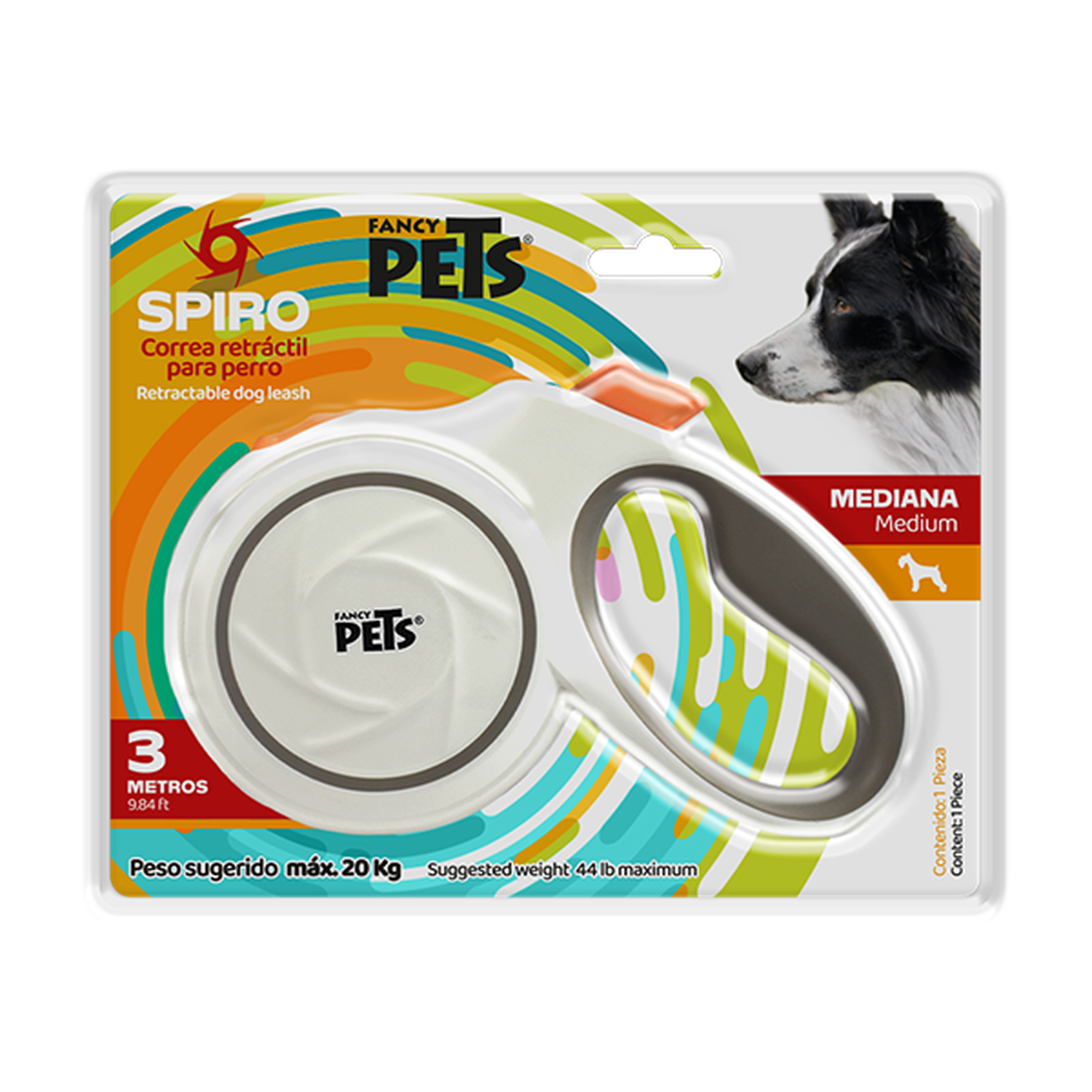 Fancy Pets Spiro correa retractil para perro blanca 3mt 20kg | G.Valkyria - imagen 1