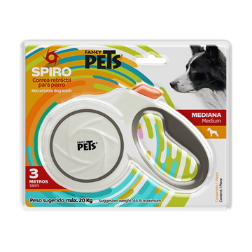 Fancy Pets Spiro correa retractil para perro blanca 3mt 20kg | G.Valkyria - imagen 1