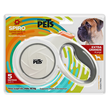 Fancy Pets Spiro correa retractil para perro blanca 5mt 50kg | G.Valkyria - imagen 1