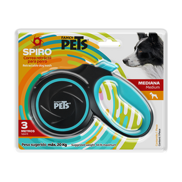 Fancy Pets Spiro correa retractil para perro negra 3mt 20kg | G.Valkyria - imagen 1