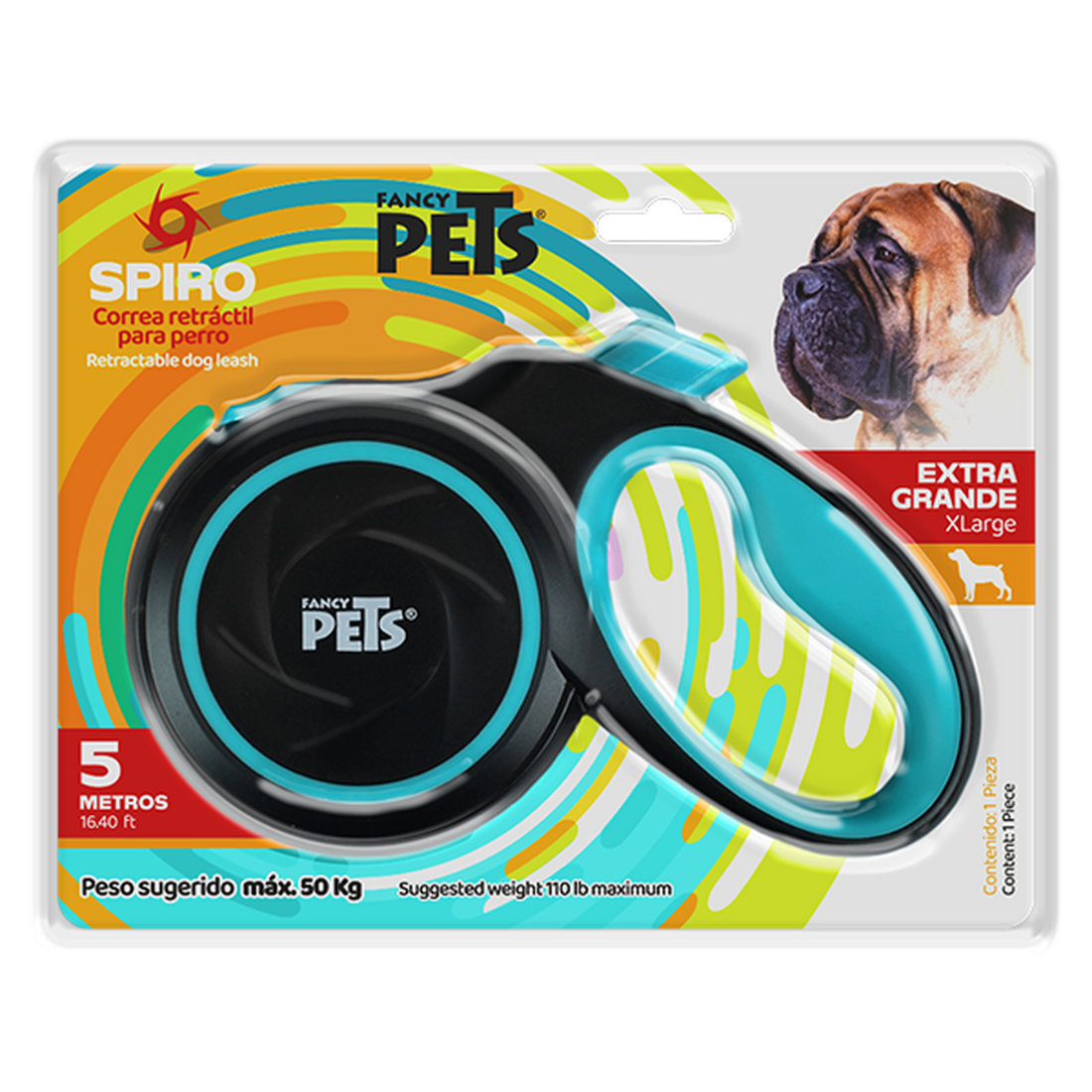 Fancy Pets Spiro correa retractil para perro negra 5mt 50kg | G.Valkyria - imagen 1