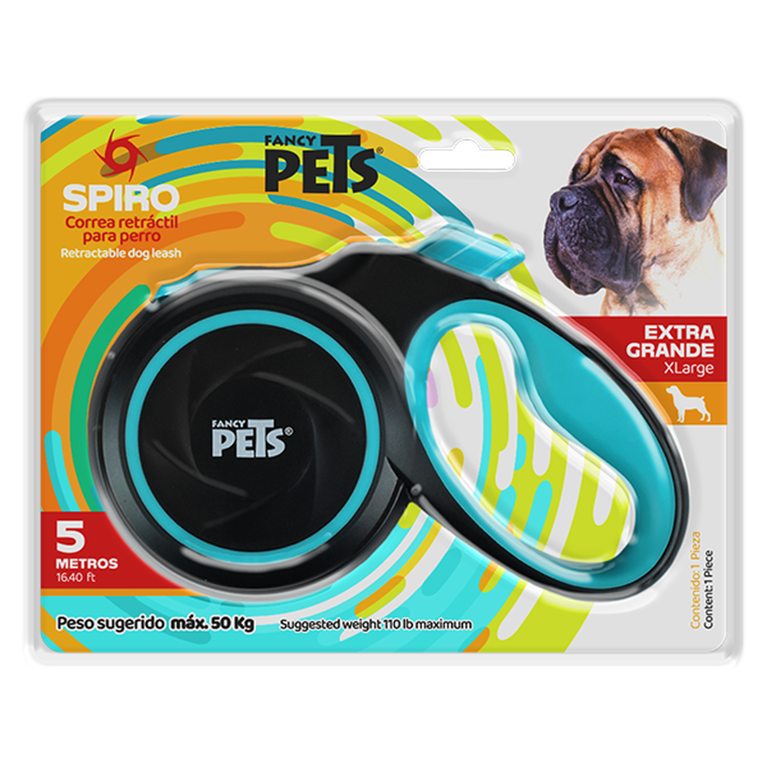 Fancy Pets Spiro correa retractil para perro negra 5mt 50kg | G.Valkyria - imagen 1