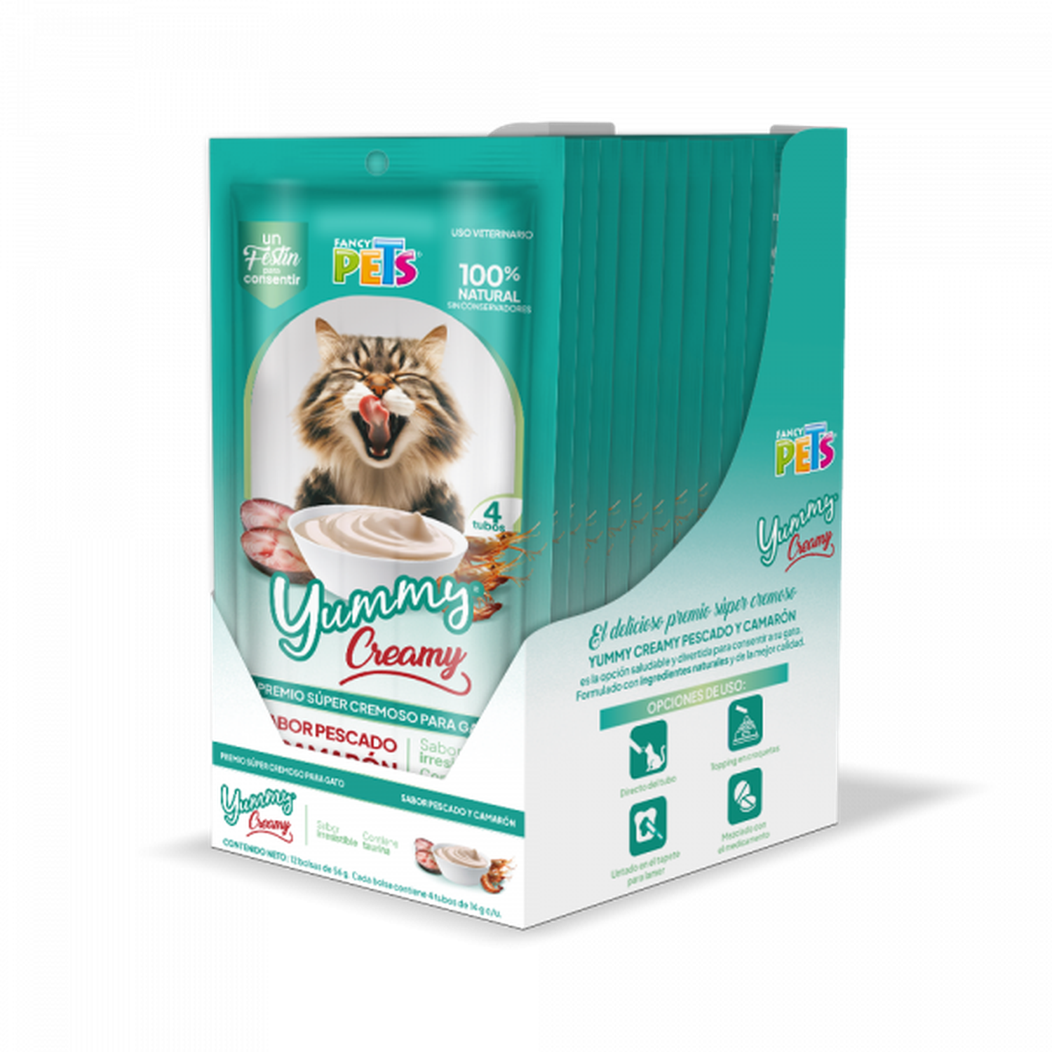 Fancy Pets Yummy Creamy premio para gatos pescado 12 sobres | G.Valkyria - imagen 1