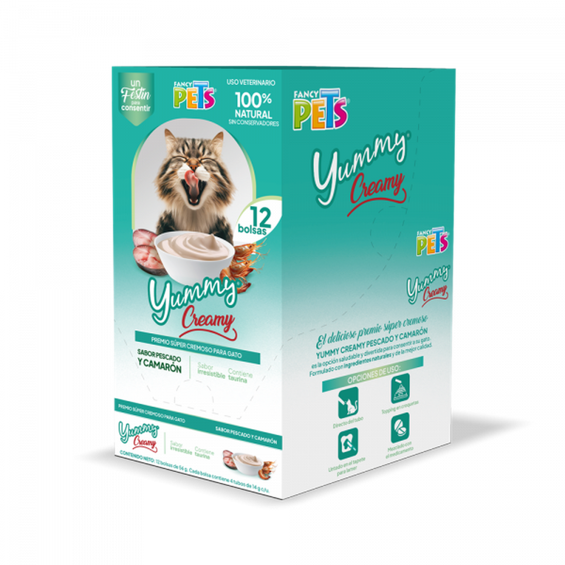 Fancy Pets Yummy Creamy premio para gatos pescado 12 sobres | G.Valkyria - imagen 1