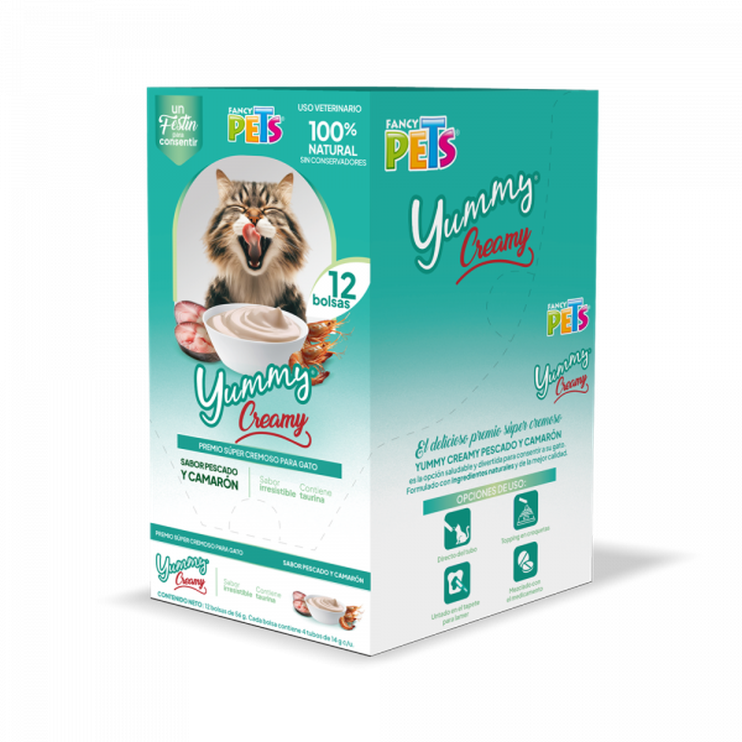 Fancy Pets Yummy Creamy premio para gatos pescado 12 sobres | G.Valkyria - imagen 2