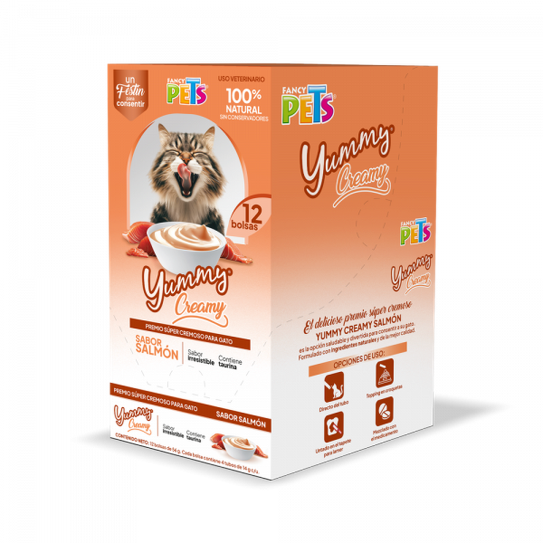 Fancy Pets Yummy Creamy premio para gatos salmón 12 sobres | G.Valkyria - imagen 1