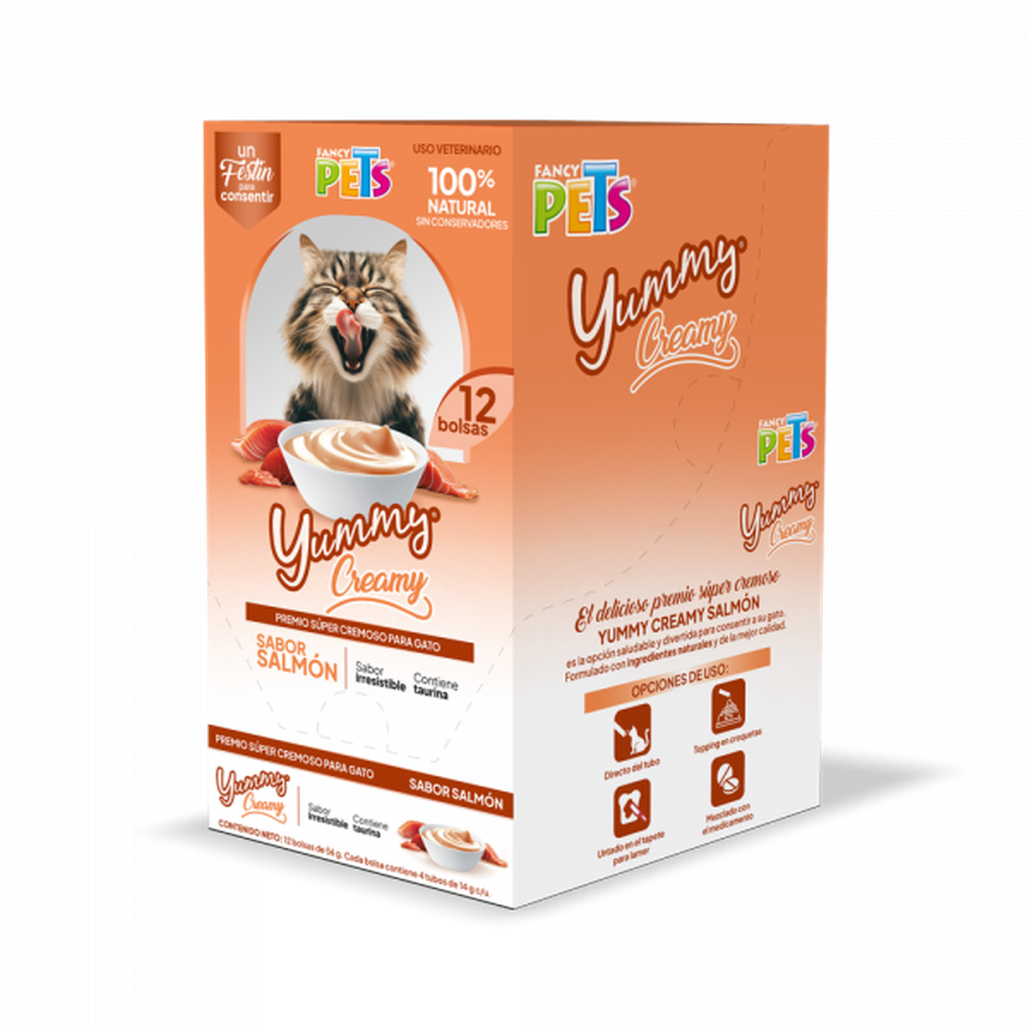 Fancy Pets Yummy Creamy premio para gatos salmón 12 sobres | G.Valkyria - imagen 2