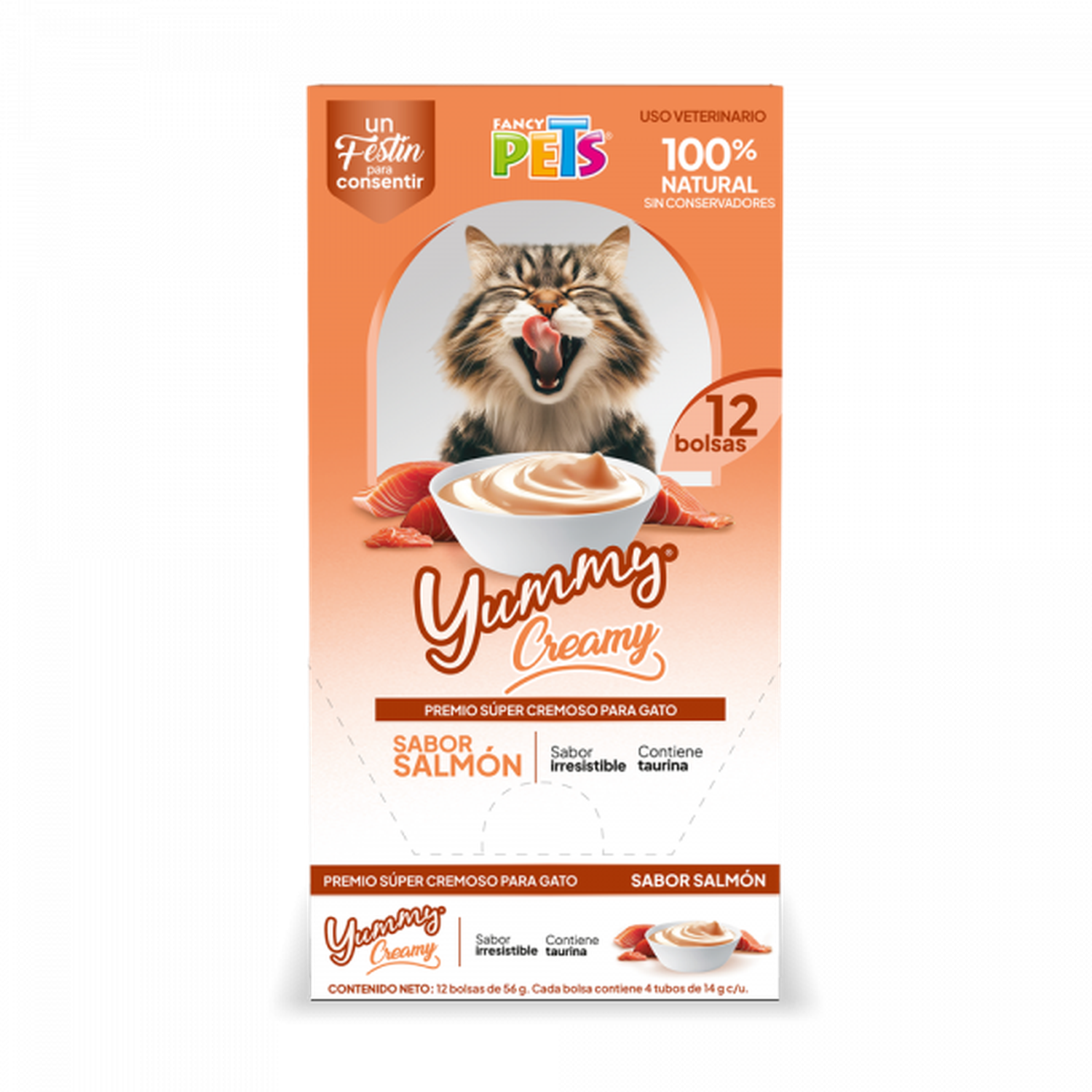 Fancy Pets Yummy Creamy premio para gatos salmón 12 sobres | G.Valkyria - imagen 6