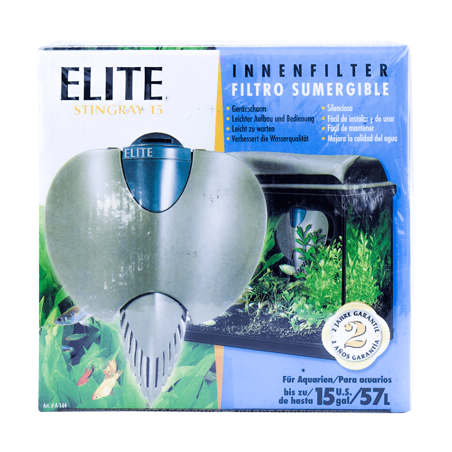 Filtro interno acuario Mantarraya Elite Stingray 15 57lts