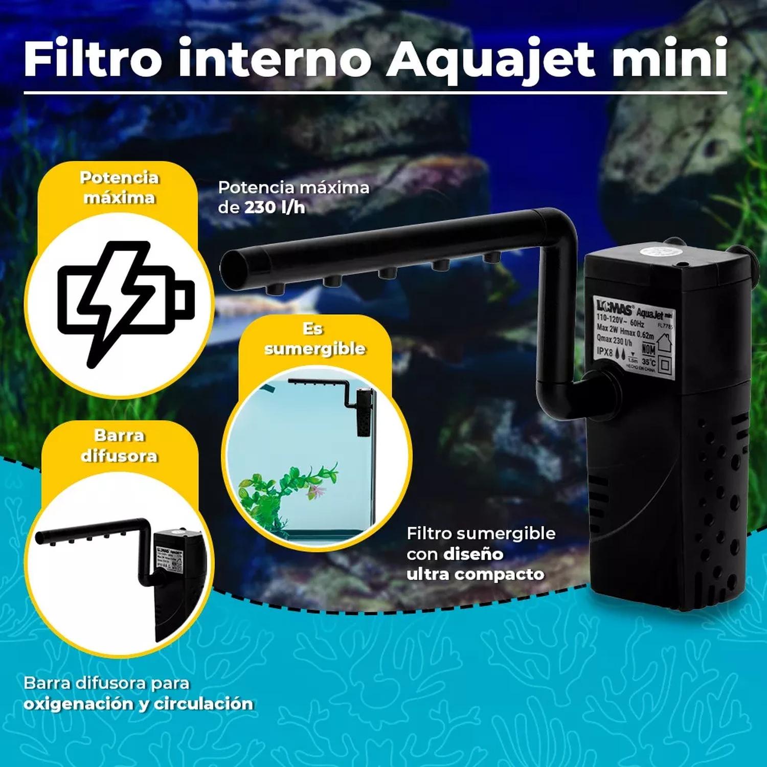 Lomas filtro interno sumergible para acuario Aqua-Jet Mini 25L