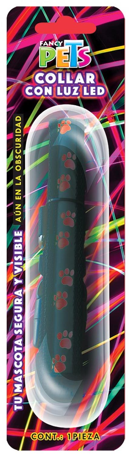Collar Para Perro Led Diseño Huellas Ch Bateria Reemplazable