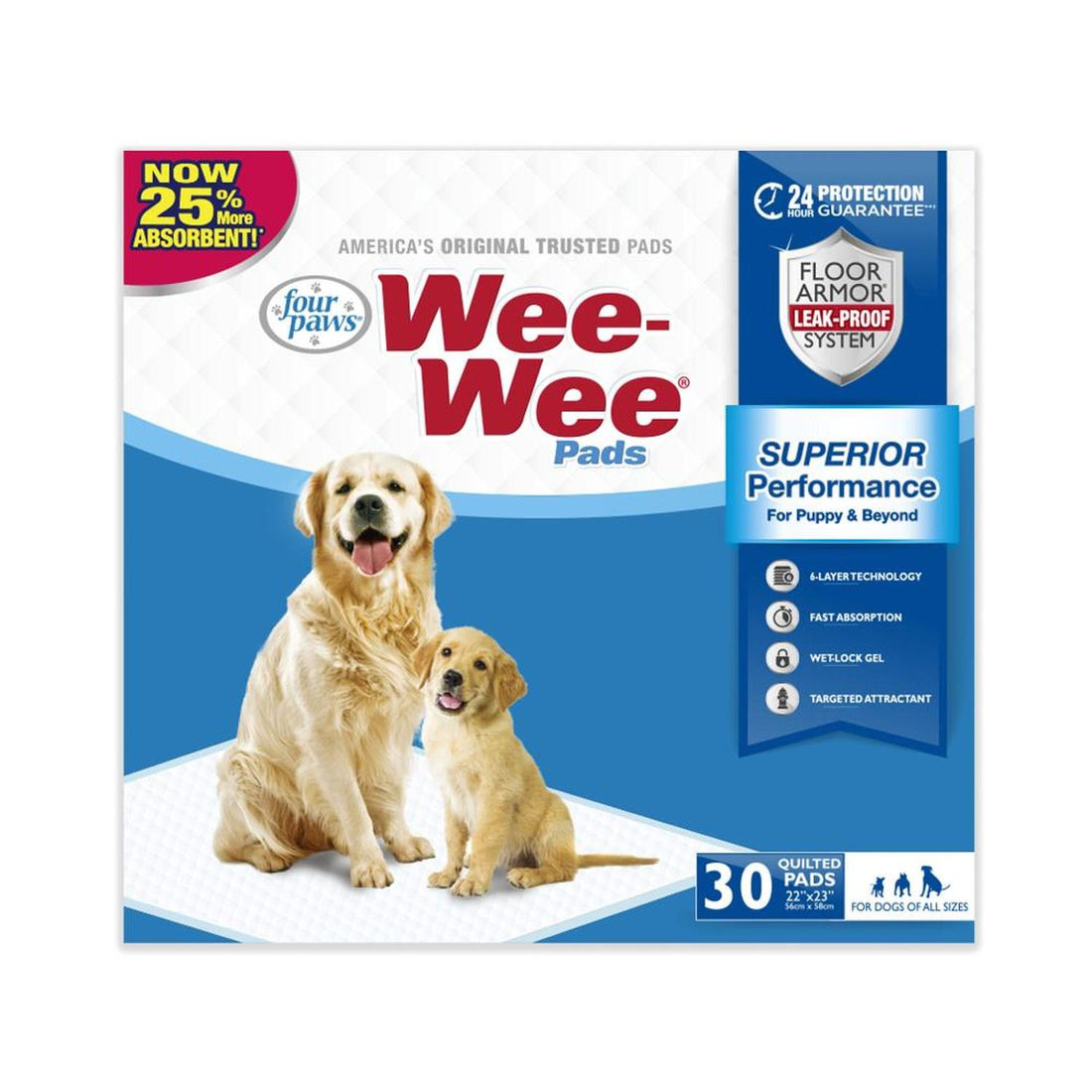Four Paws Tapete entrenador perro Wee-Wee Pads 55x58 30 pzas | G.Valkyria