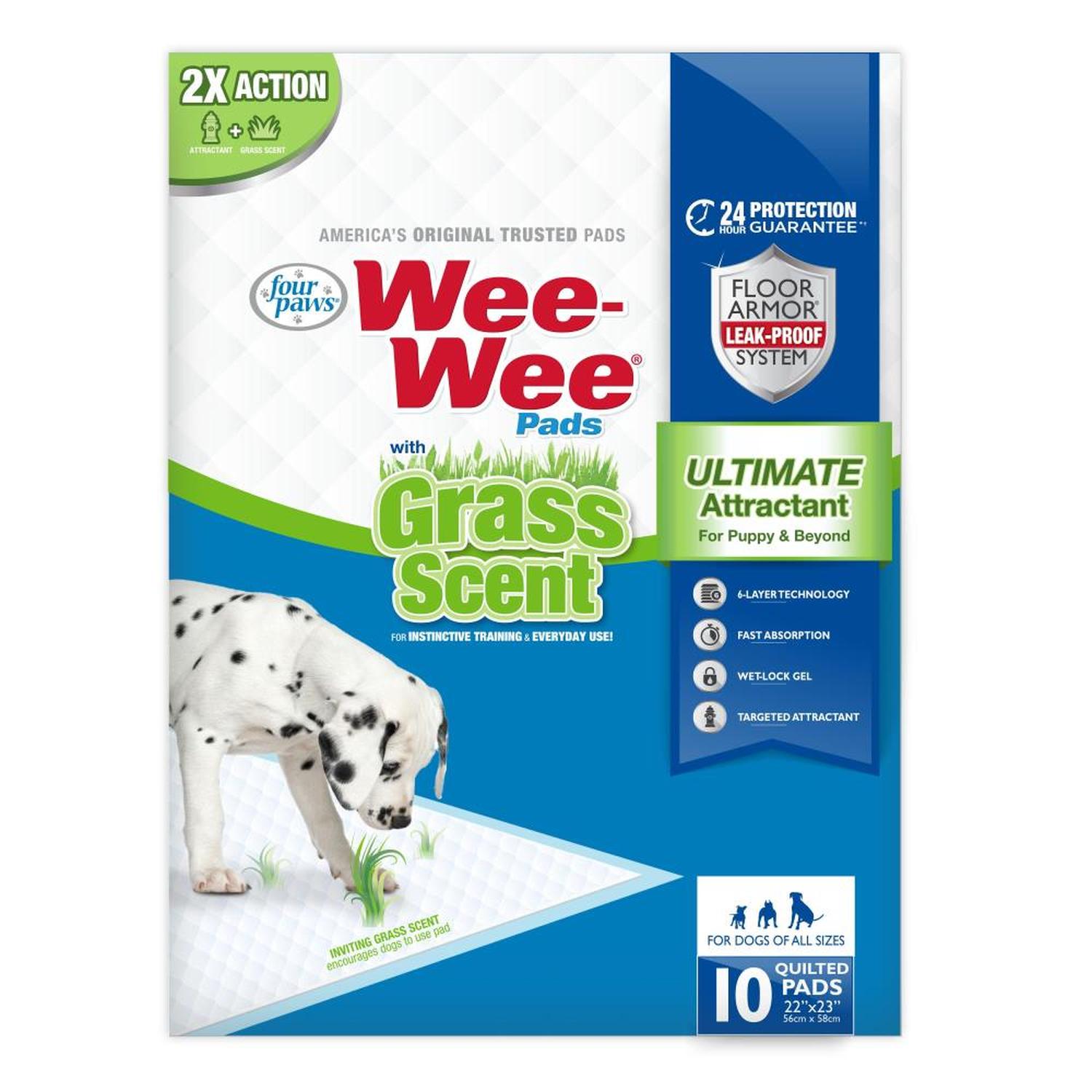 Tapete entrenador Wee-Wee Pads perro Esencia a Pasto 55x58 10 pzas de Four Paws | G.Valkyria - imagen 1