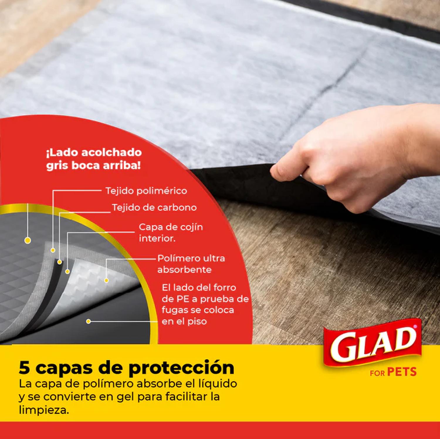 Glad Tapete Entrenador Perro Glad Convierte Orina a Gel 30pz | G.Valkyria - imagen 6