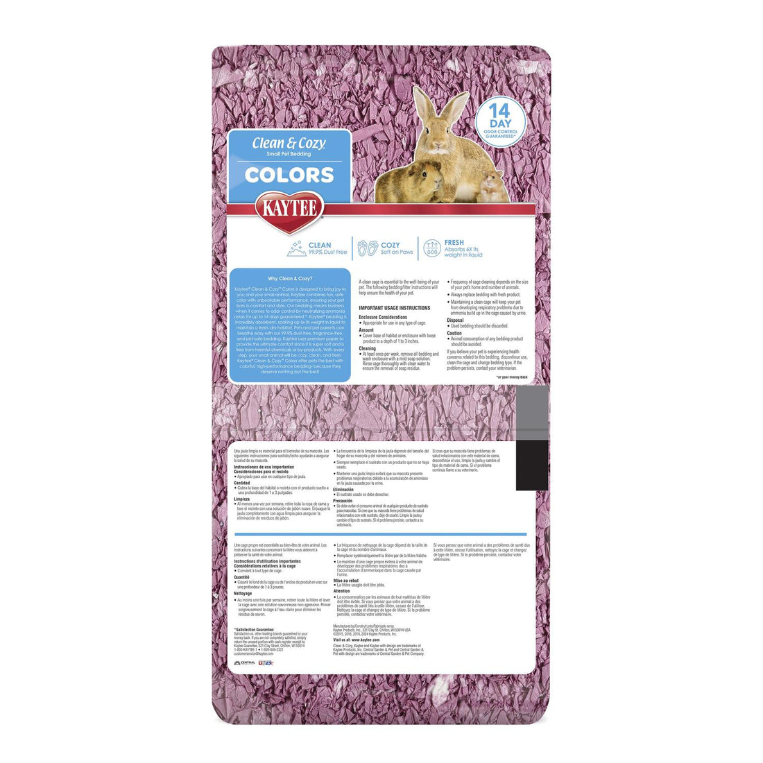 Kaytee Clean and Cozy colors sustrato conejo cuyo hamster 24.6 lt | G.Valkyria - imagen 1