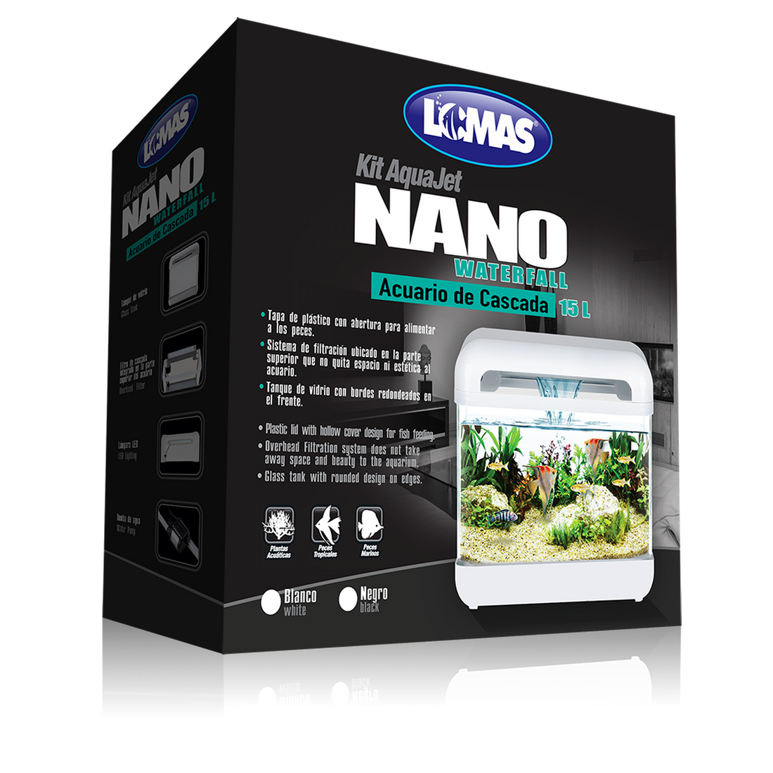 Lomas acuario nano blanco con filtro cascada y luz 15 litros | G.Valkyria - imagen 1