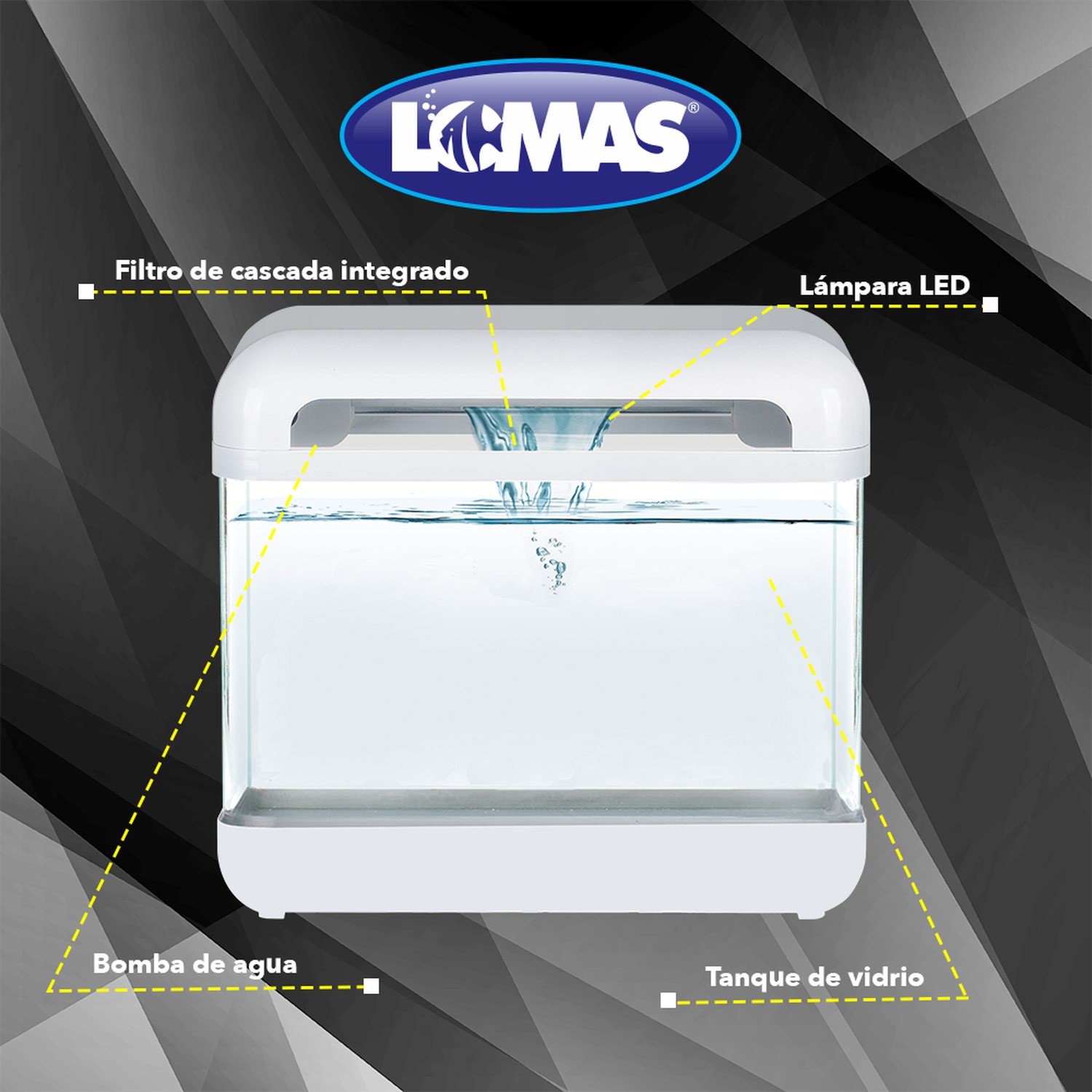 Lomas acuario nano blanco con filtro cascada y luz 15 litros | G.Valkyria - imagen 5