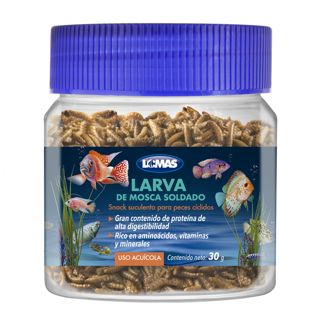 Alimento ciclidos peces larva mosca soldado alta proteína30g de Lomas | G.Valkyria - imagen 1
