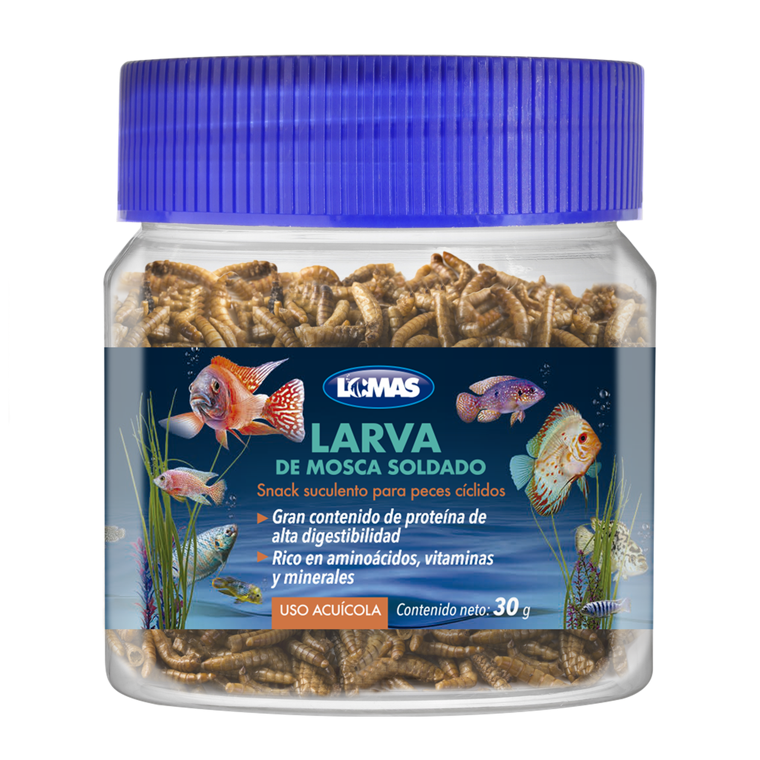 Alimento ciclidos peces larva mosca soldado alta proteína30g de Lomas | G.Valkyria - imagen 1