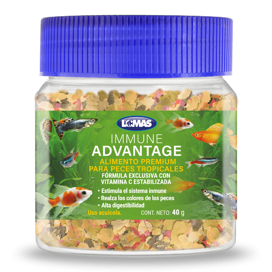 Lomas Alimento Hojuela Inmune Advantage Peces Tropicales 40 grs | G.Valkyria - imagen 1