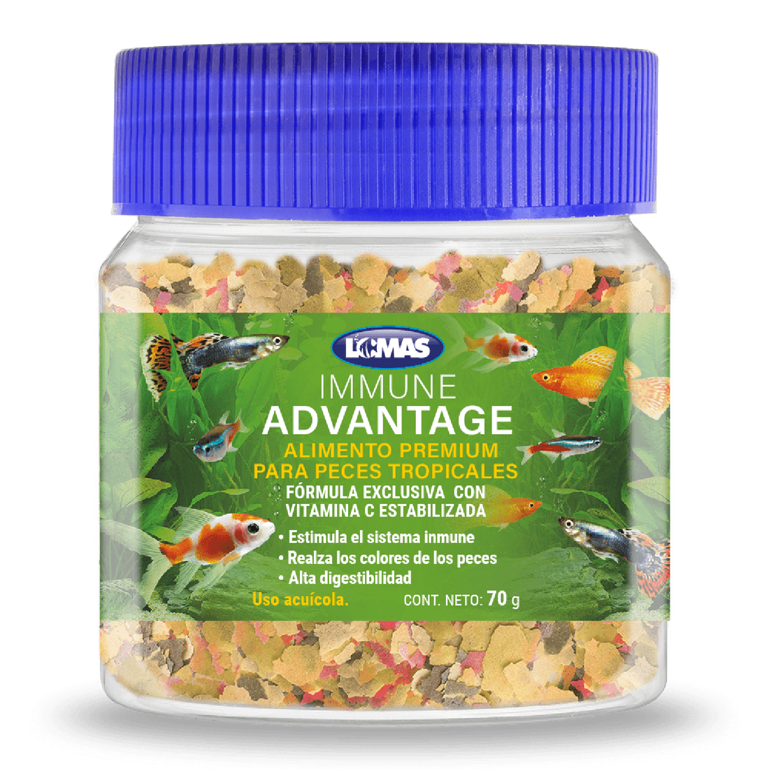 Lomas Alimento Hojuela Inmune Advantage Peces Tropicales 70 grs | G.Valkyria - imagen 1