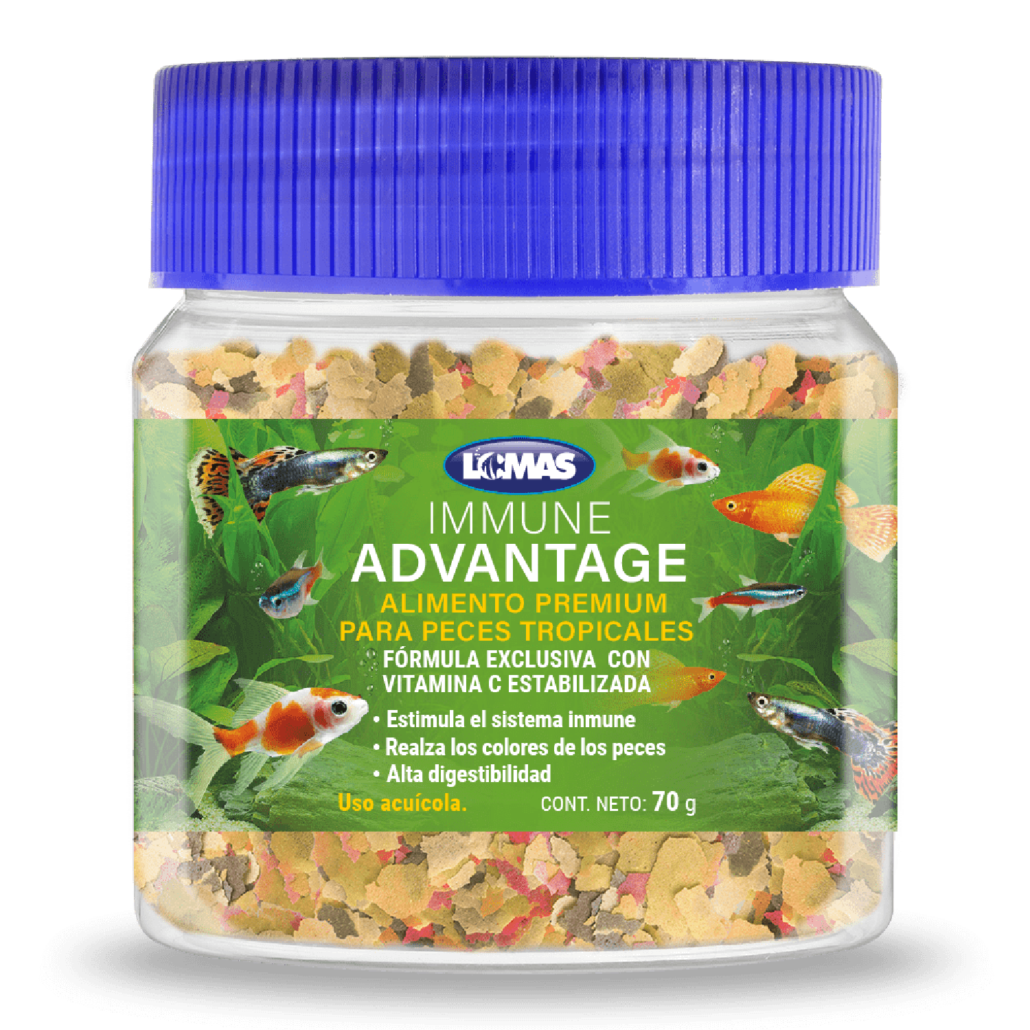 Lomas Alimento Hojuela Inmune Advantage Peces Tropicales 70 grs | G.Valkyria - imagen 1