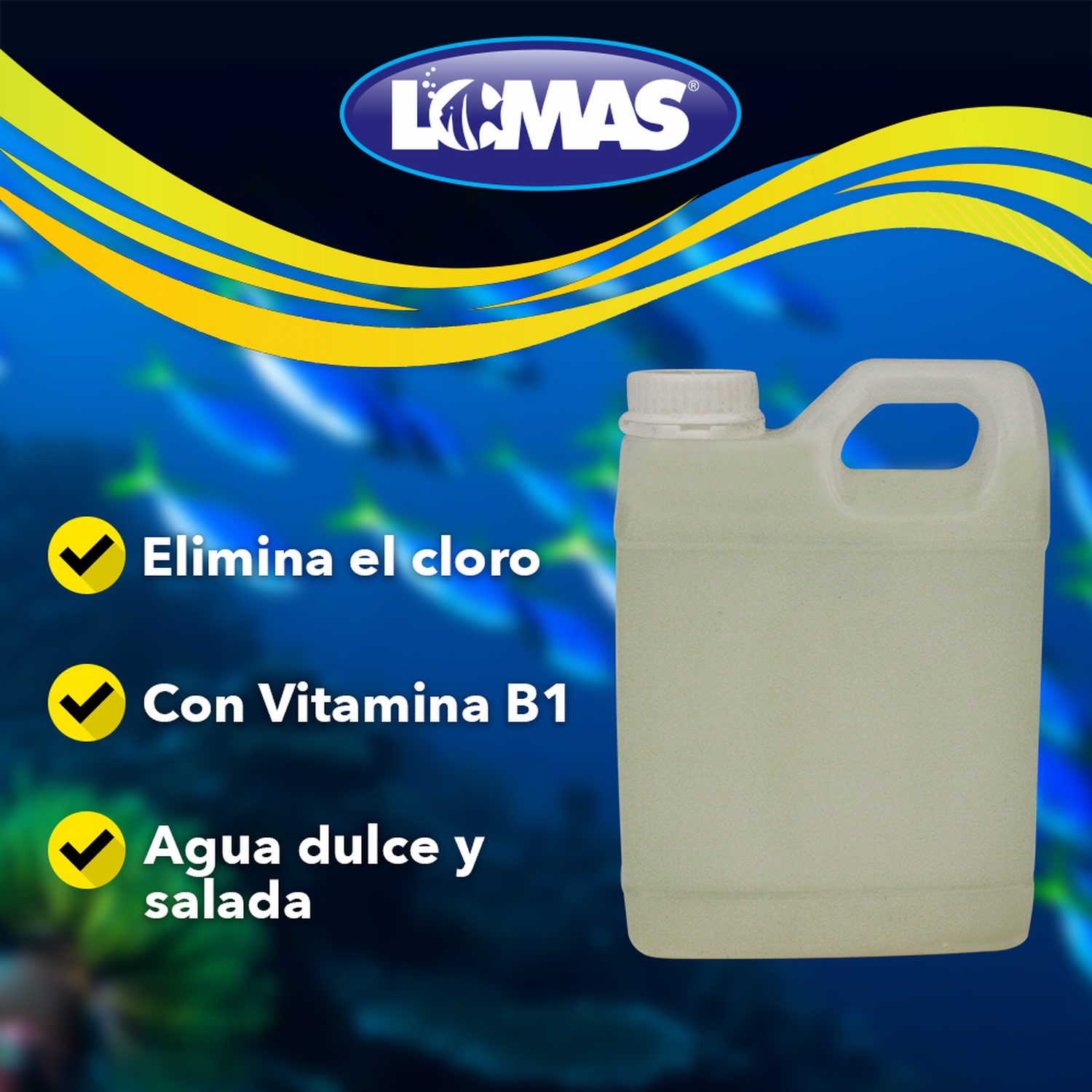Lomas Anticloro para peceras con vitamina B1 garrafita 1 Lt | G.Valkyria - imagen 2