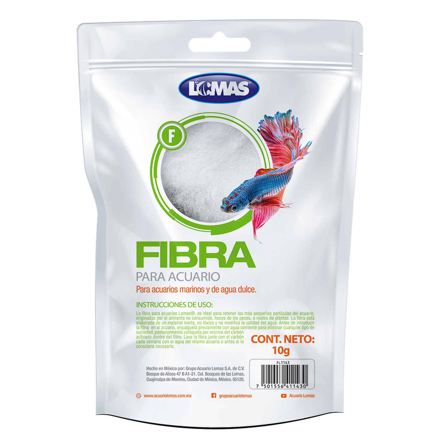LOMAS Bolsa de Fibra Para Filtros de acuario 10grs | G.Valkyria - imagen 1