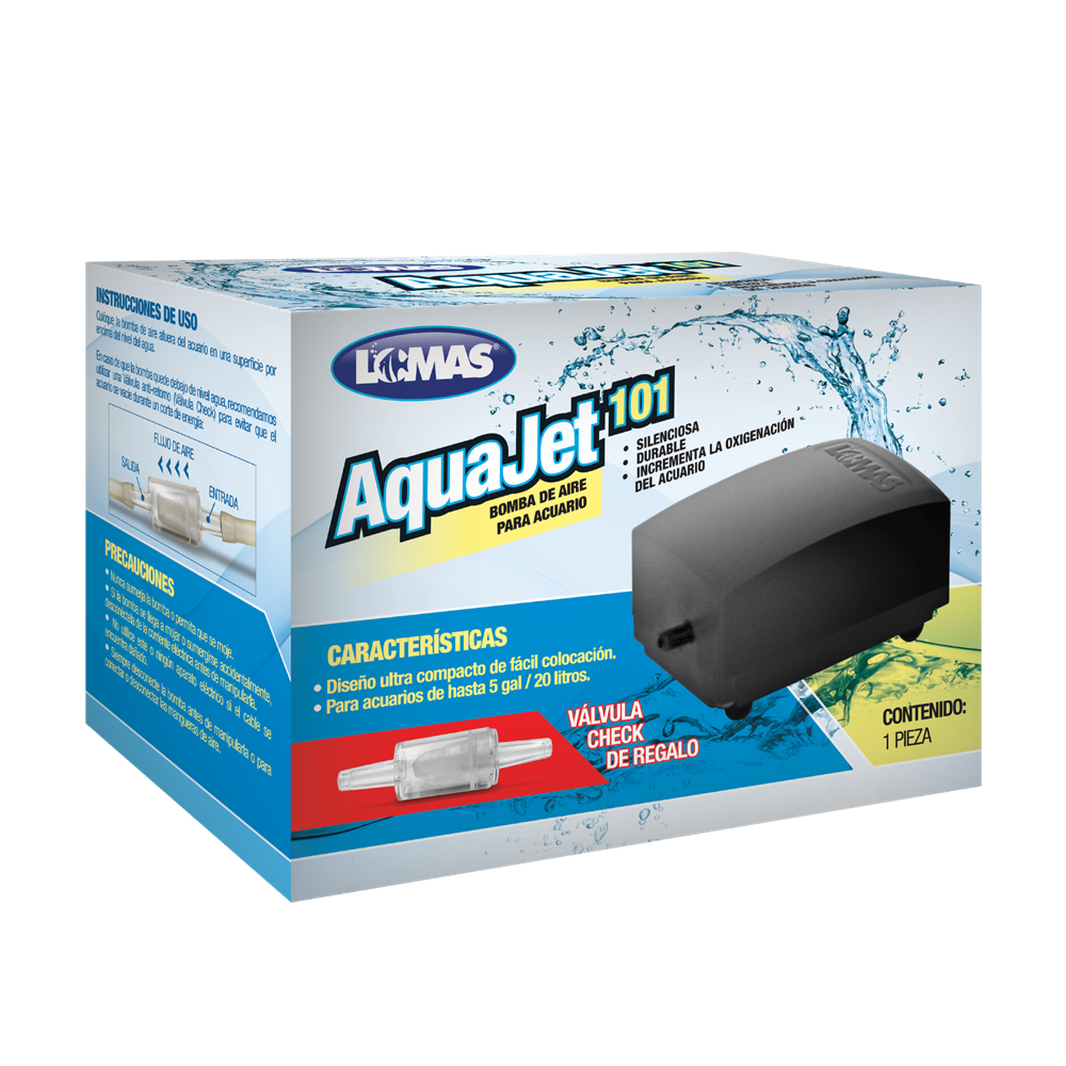 Bomba aire para pecera oxigenadora acuario AquaJet 101 20L de Lomas | G.Valkyria - imagen 1