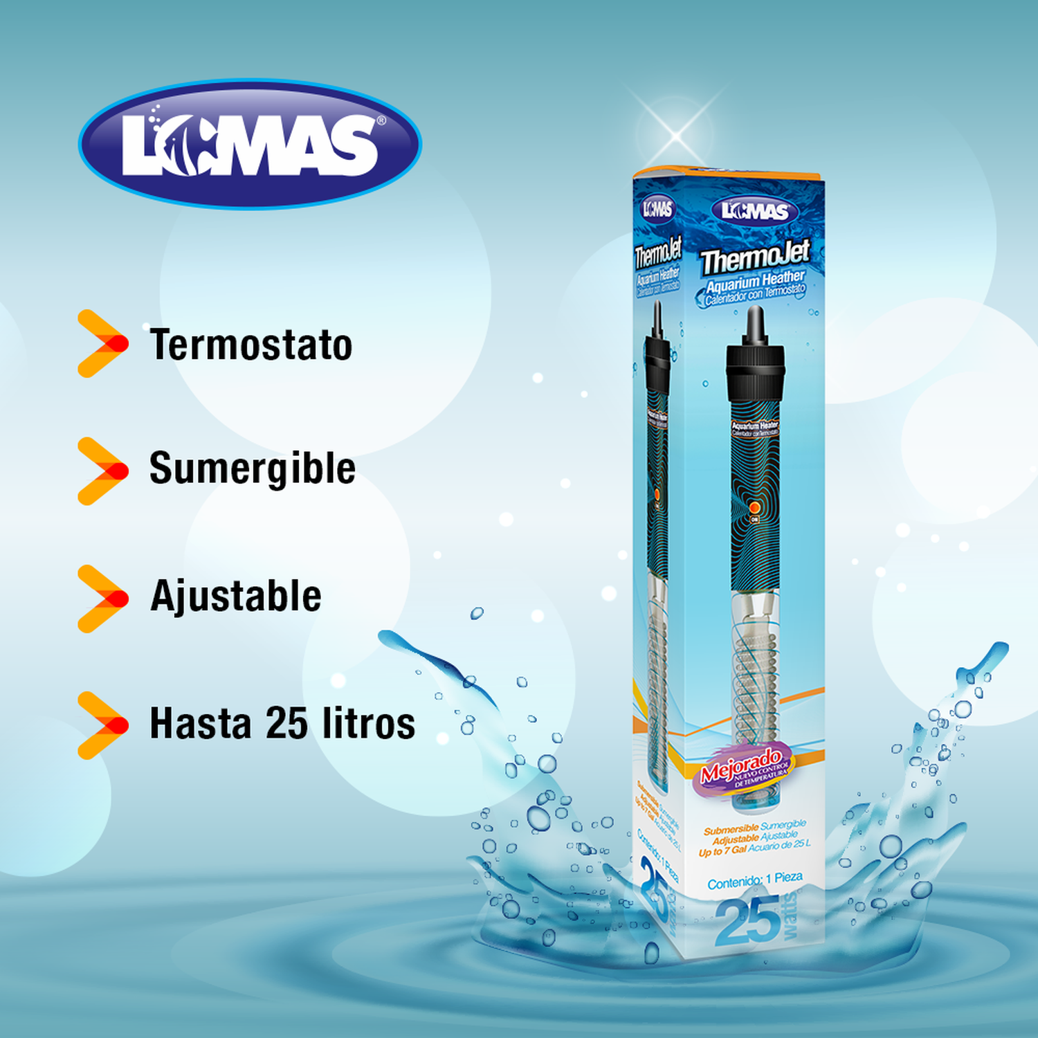 Lomas Calentador peceras acuario Termostato Thermo-Jet 25 W | G.Valkyria - imagen 4