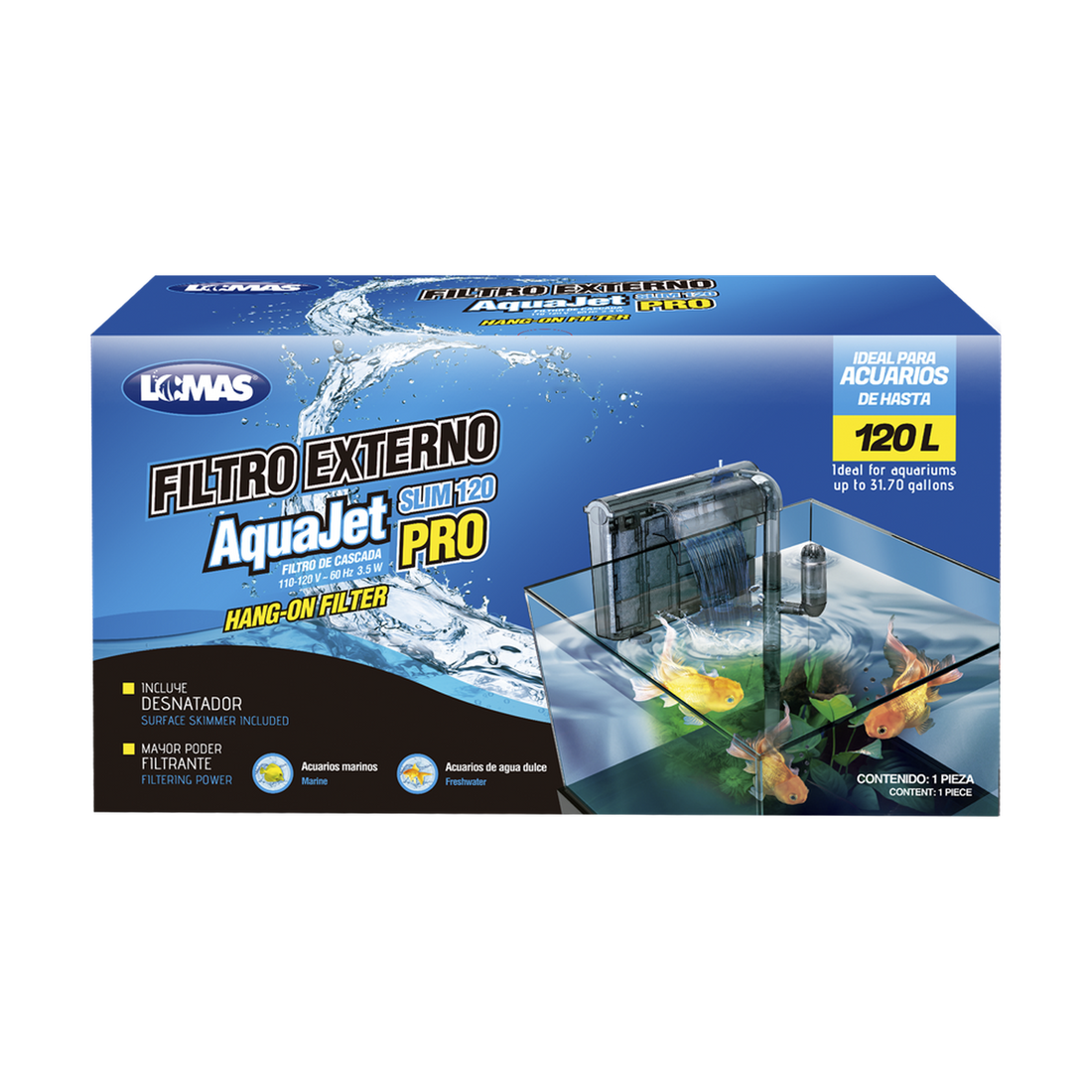 LOMAS filtro de cascada para acuario AquaJet Slim Pro 120 lt | G.Valkyria - imagen 1