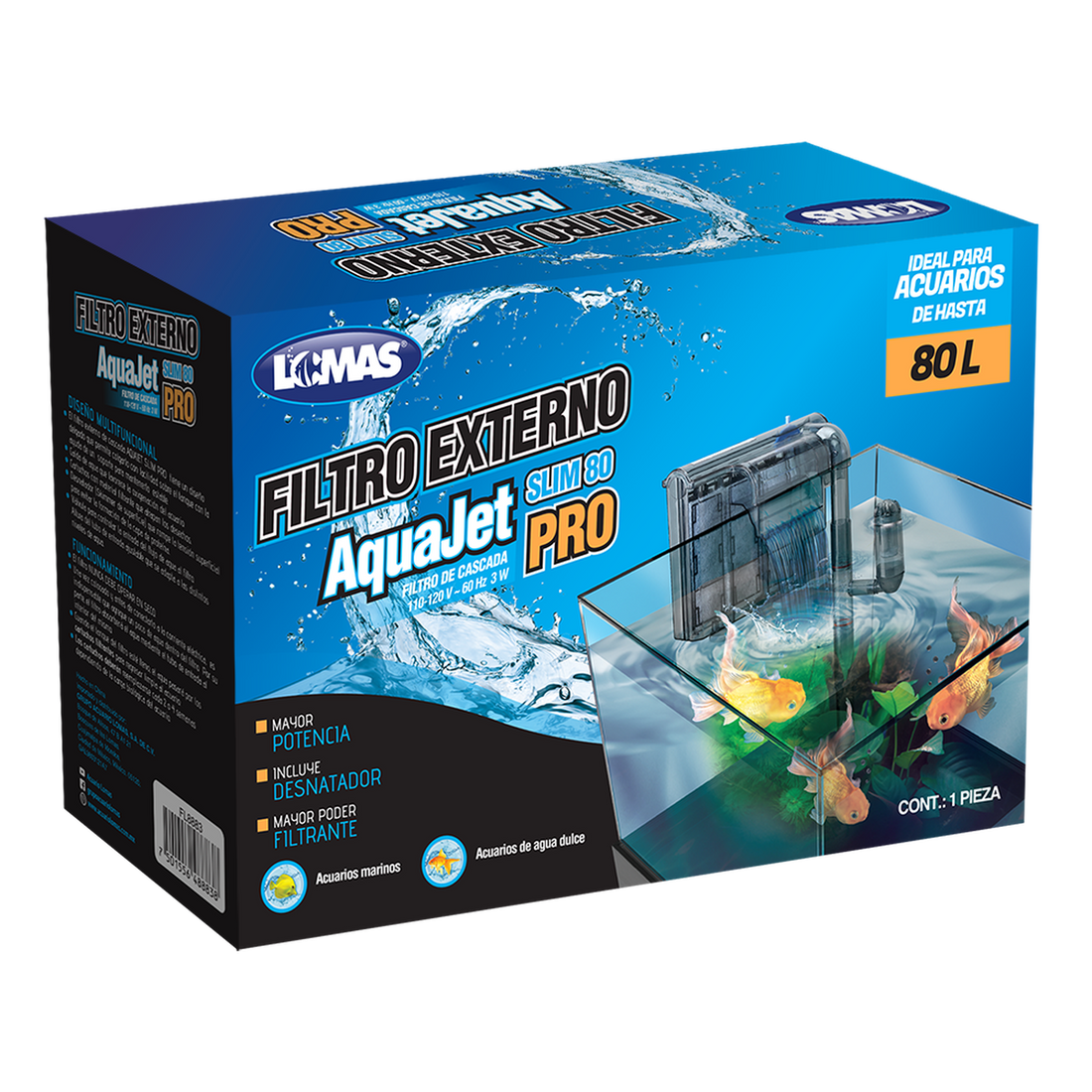 LOMAS filtro de cascada para acuario AquaJet Slim Pro 80 lt | G.Valkyria - imagen 1