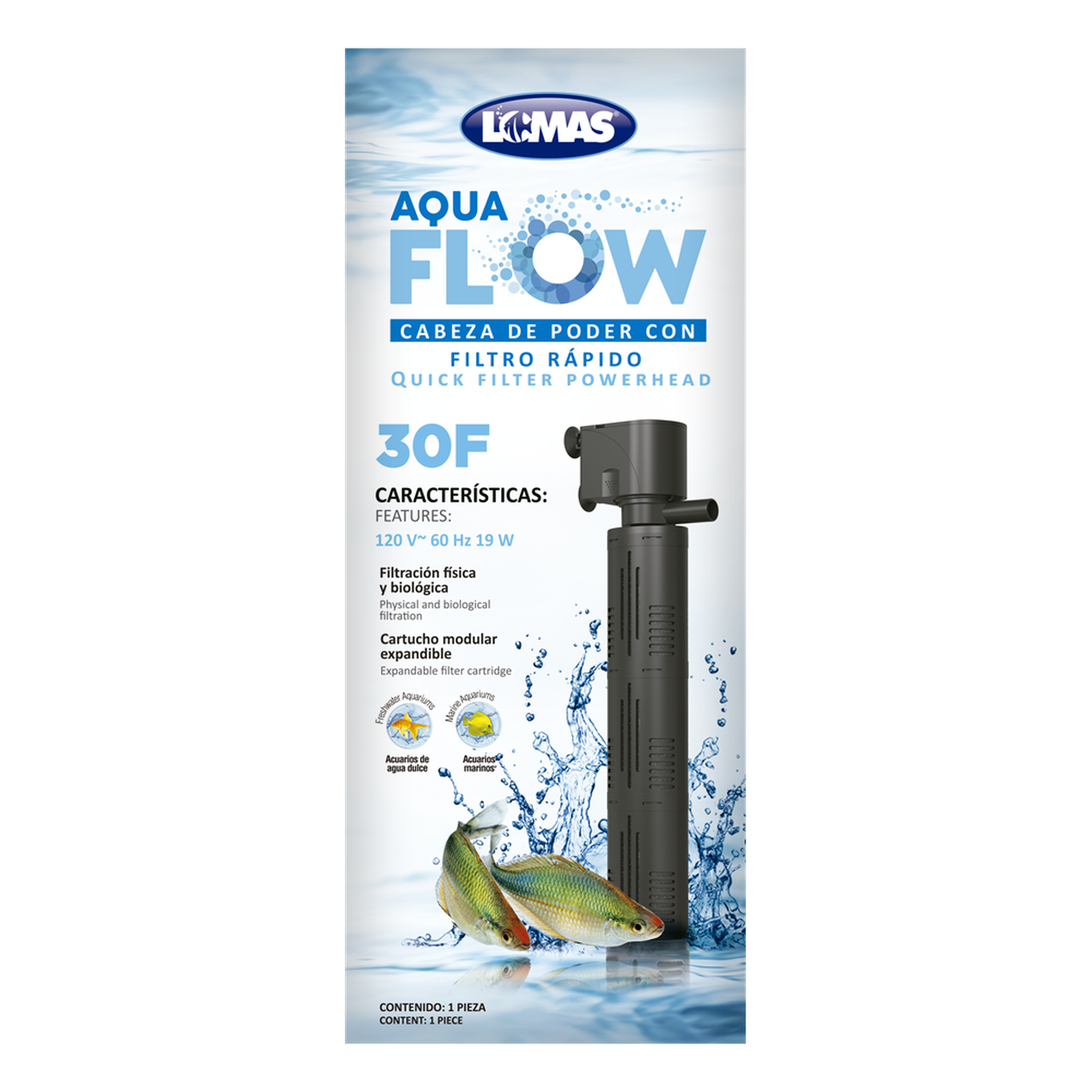 LOMAS filtro rápido cabeza poder AquaFlow 30F para 300-500lt | G.Valkyria - imagen 1