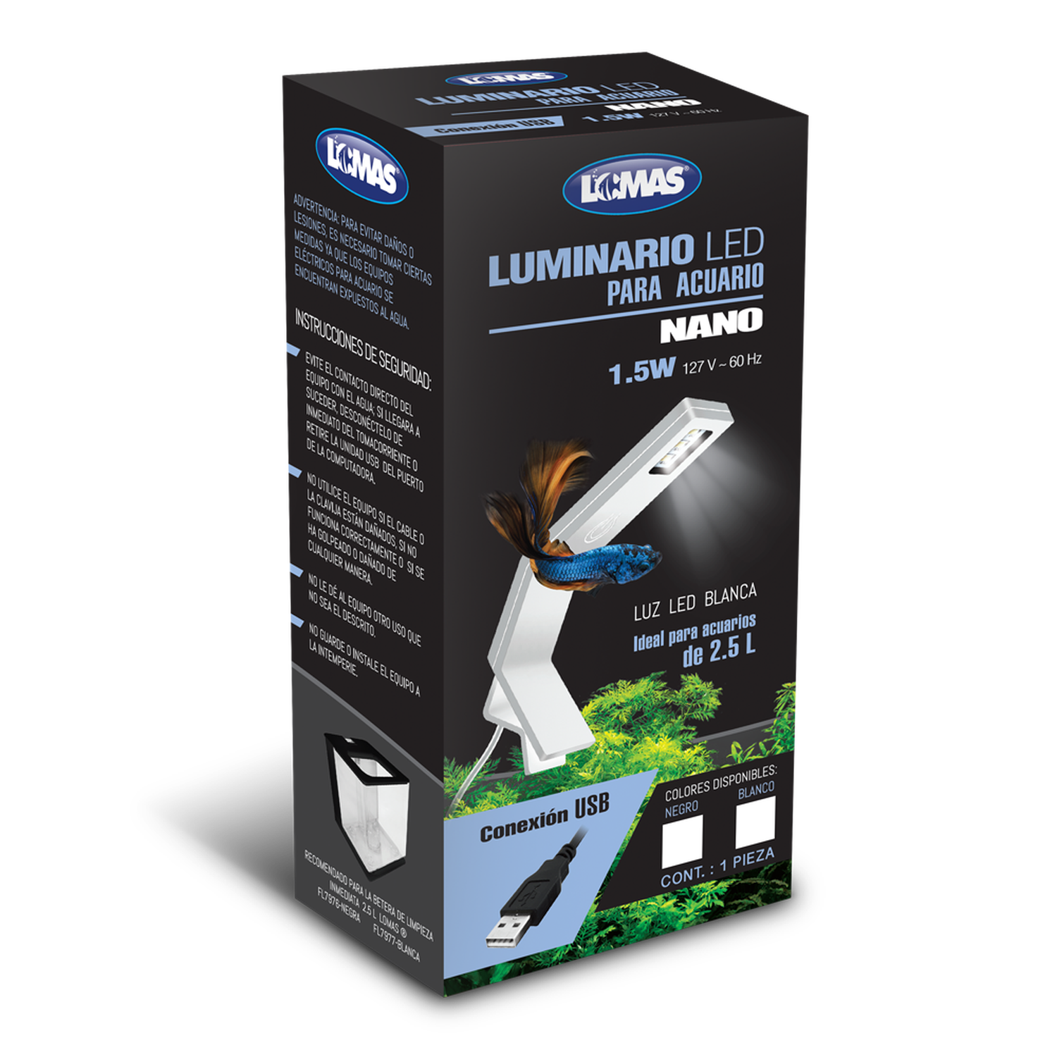 Lomas lampara led nano de 1.5 w peceras minis y nanos negra | G.Valkyria - imagen 1