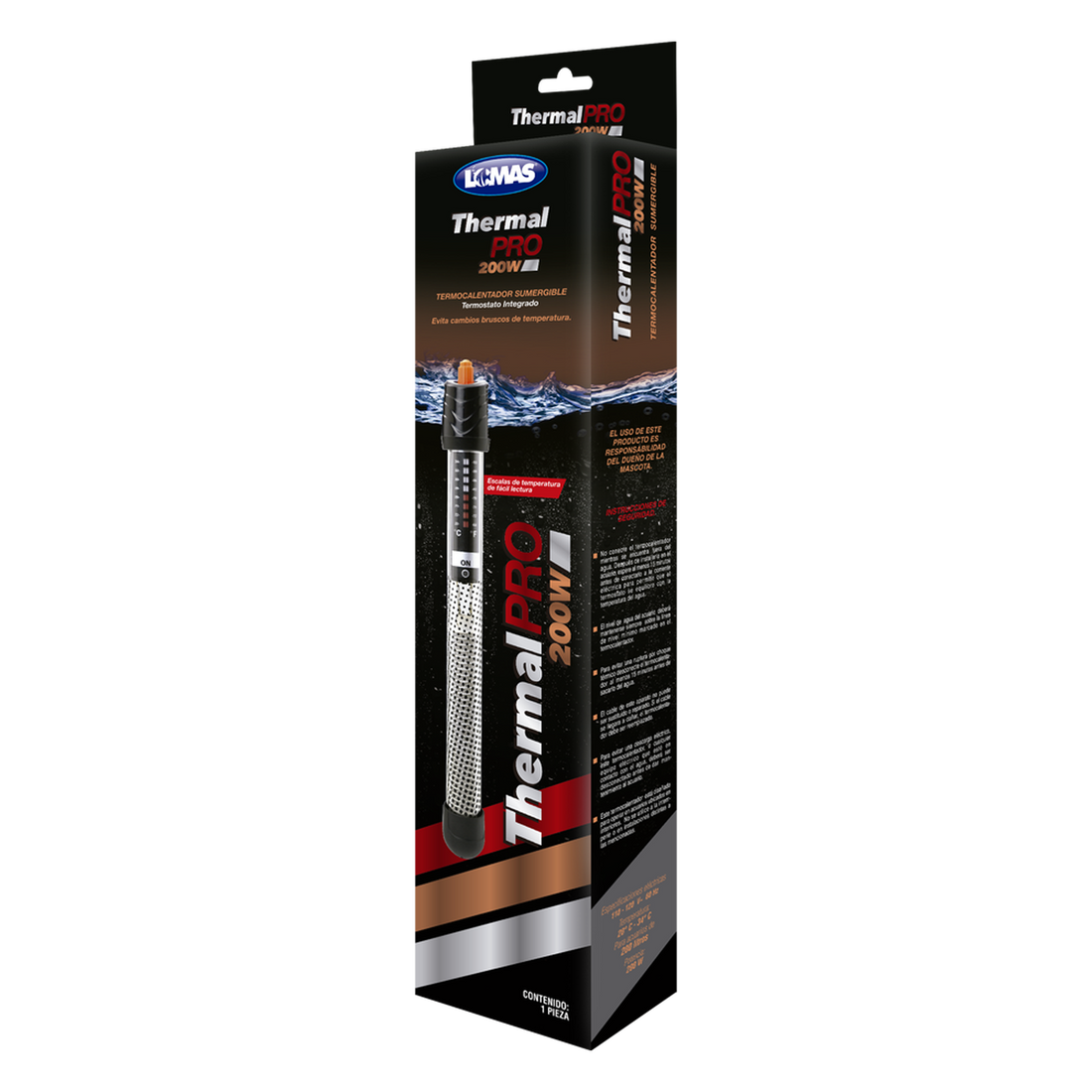Termostato sumergible pecera LOMAS Thermalpro 200w o 200 lt | G.Valkyria - imagen 1