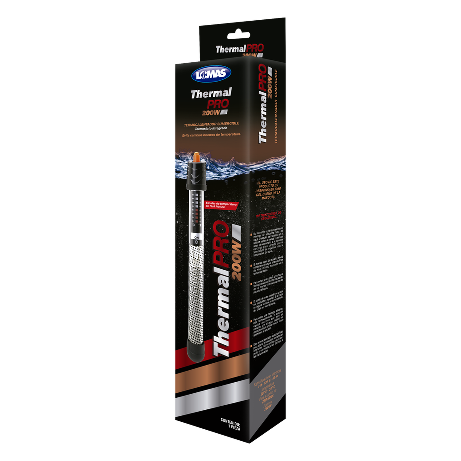 Termostato sumergible pecera LOMAS Thermalpro 200w o 200 lt | G.Valkyria - imagen 1