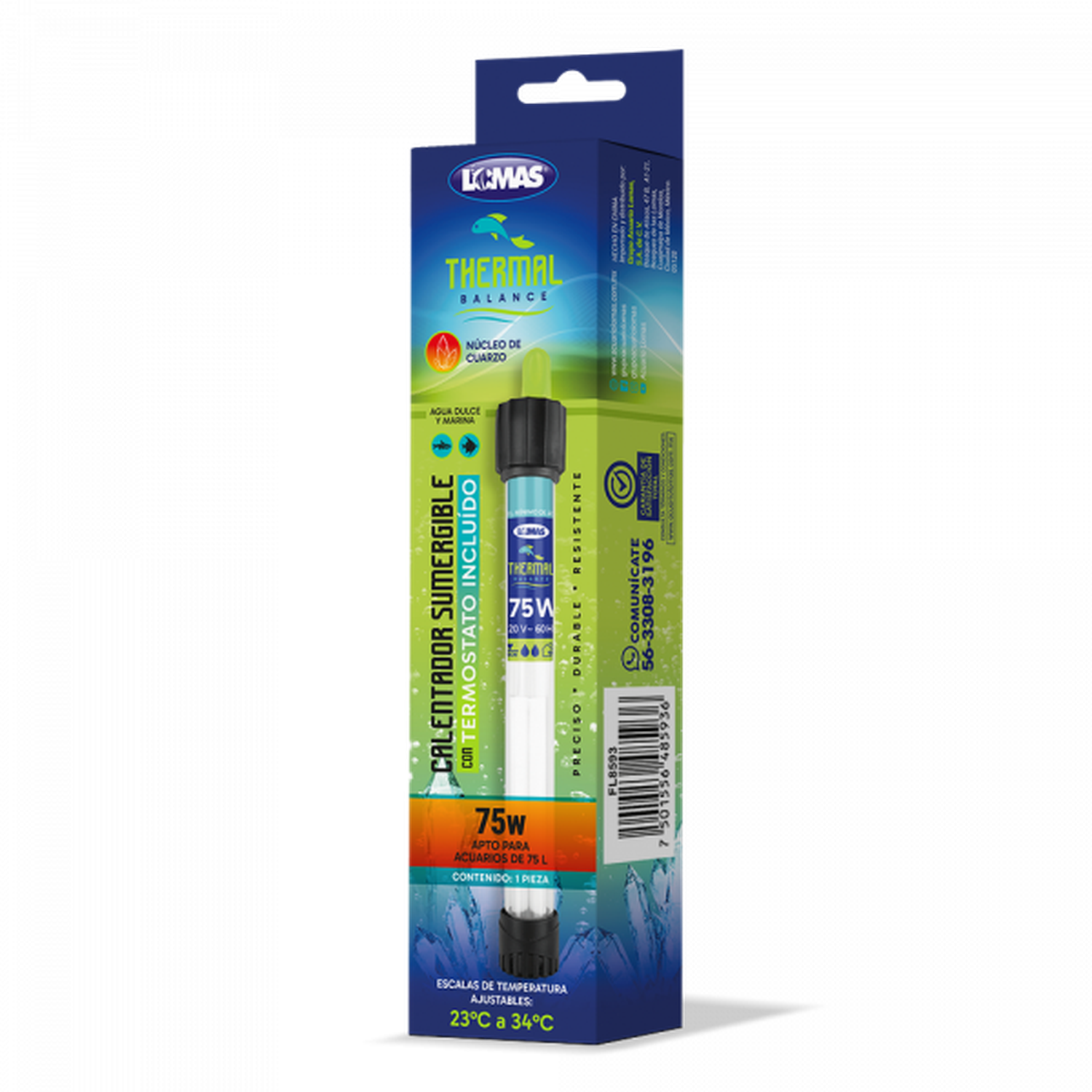 Lomas Thermal Balance Termostato acuarios 75 wats ajustable | G.Valkyria - imagen 1