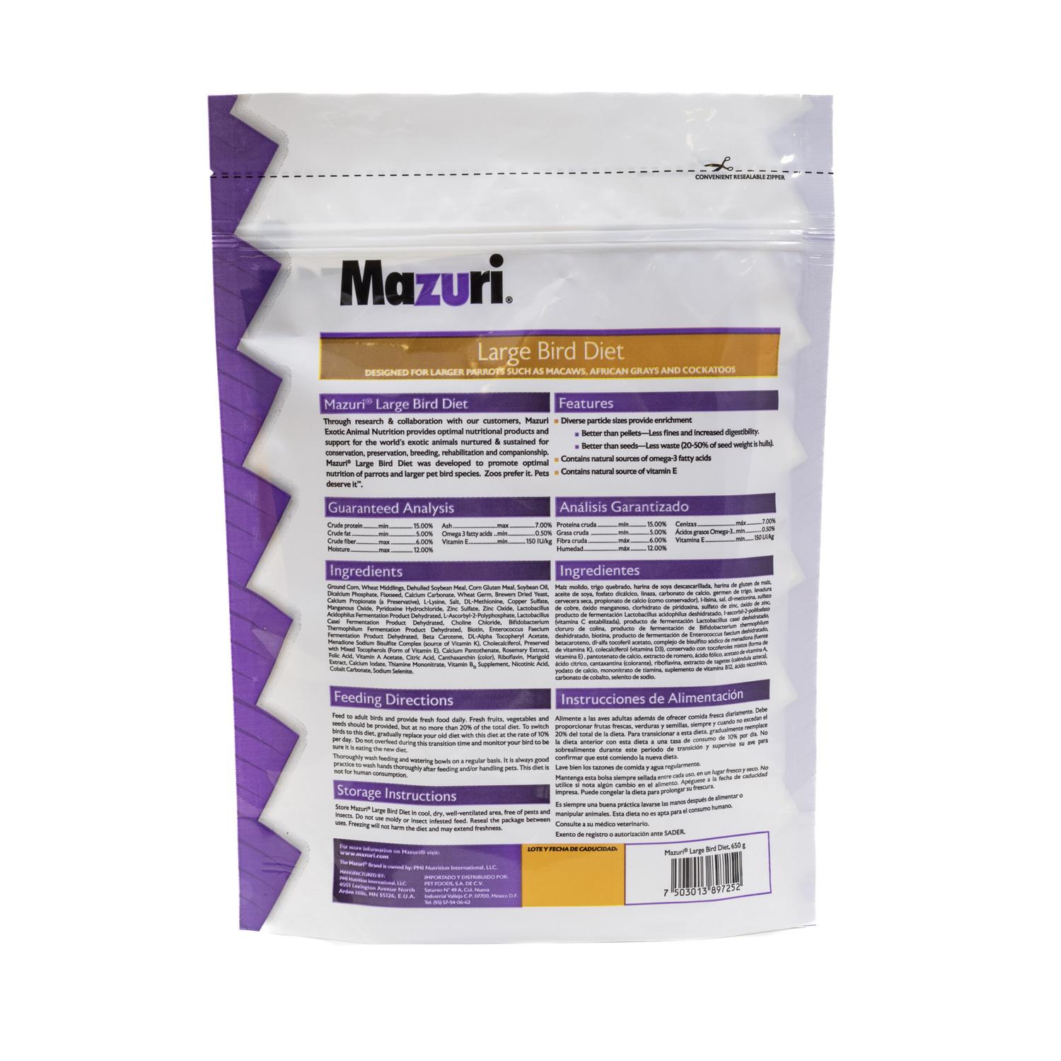 Mazuri Alimento guacamaya, loro africano, cacatúa 650g | G.Valkyria - imagen 3