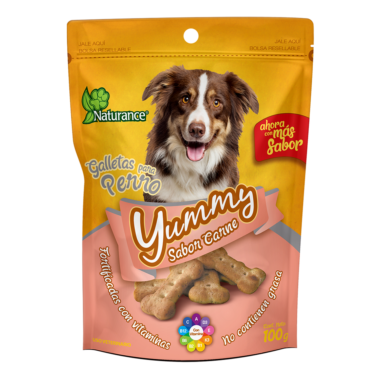 Yummy galletas para perro snacks Sabor Carne 100 grs de Naturance | G.Valkyria - imagen 1