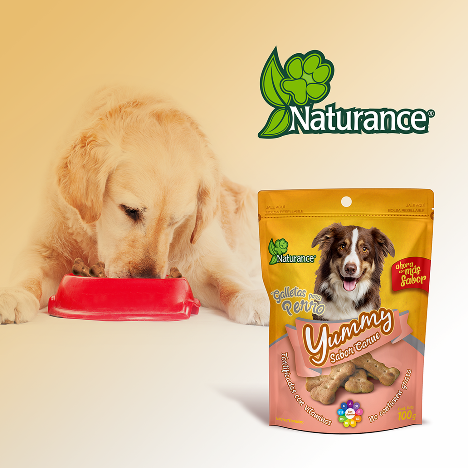 Yummy galletas para perro snacks Sabor Carne 100 grs de Naturance | G.Valkyria - imagen 4