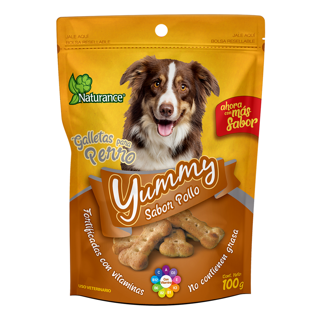 Yummy galletas para perro snacks Sabor Pollo 100 grs de Naturance | G.Valkyria - imagen 1