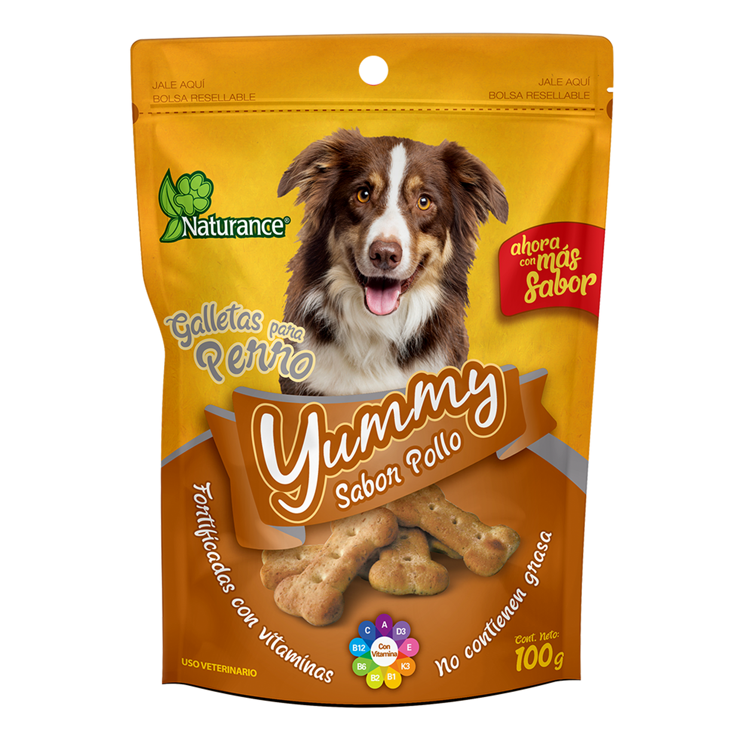 Yummy galletas para perro snacks Sabor Pollo 100 grs de Naturance | G.Valkyria - imagen 1