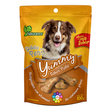 Yummy galletas para perro snacks Sabor Pollo 100 grs de Naturance | G.Valkyria - imagen 1