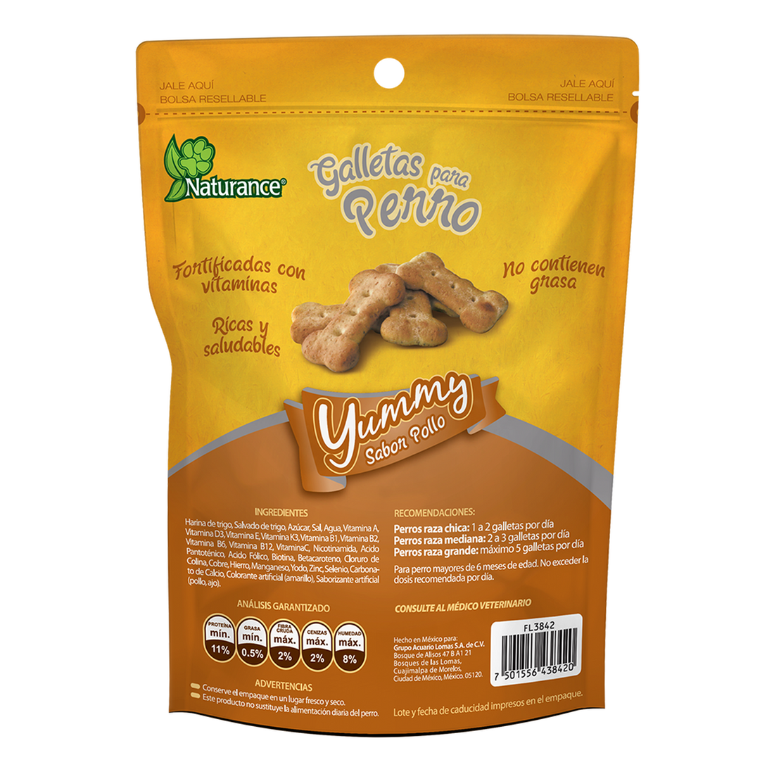 Yummy galletas para perro snacks Sabor Pollo 100 grs de Naturance | G.Valkyria - imagen 1