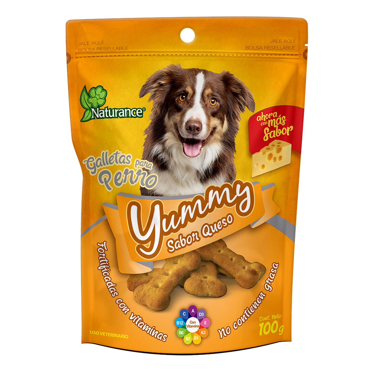 Yummy galletas para perro snacks Sabor Queso 100 grs de Naturance | G.Valkyria - imagen 1
